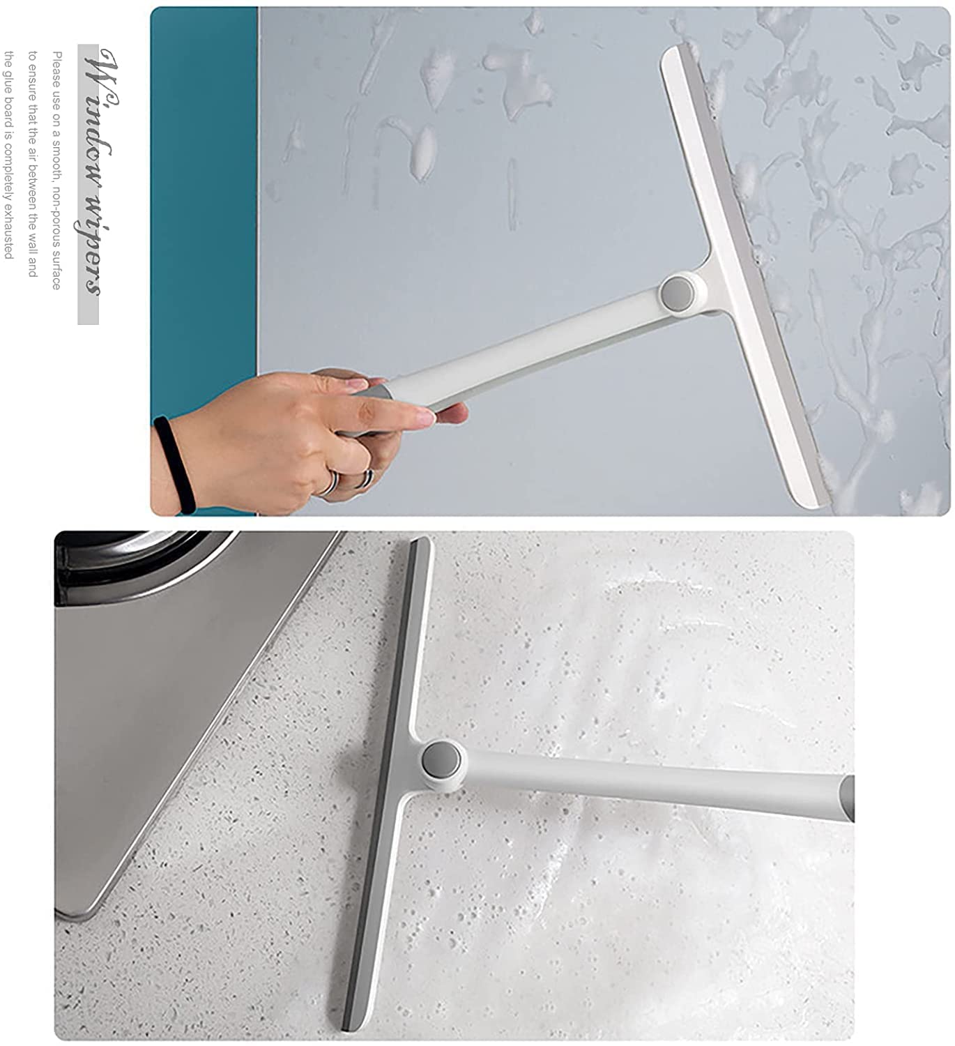 360° Rotatable Window Squeegee Cleaner - JAMB Adjustable Glass Wiper with Ergonomic Handle for Home & Office Cleaning - Perfect for Windows, Mirrors, Shower Doors and Glass Surfaces