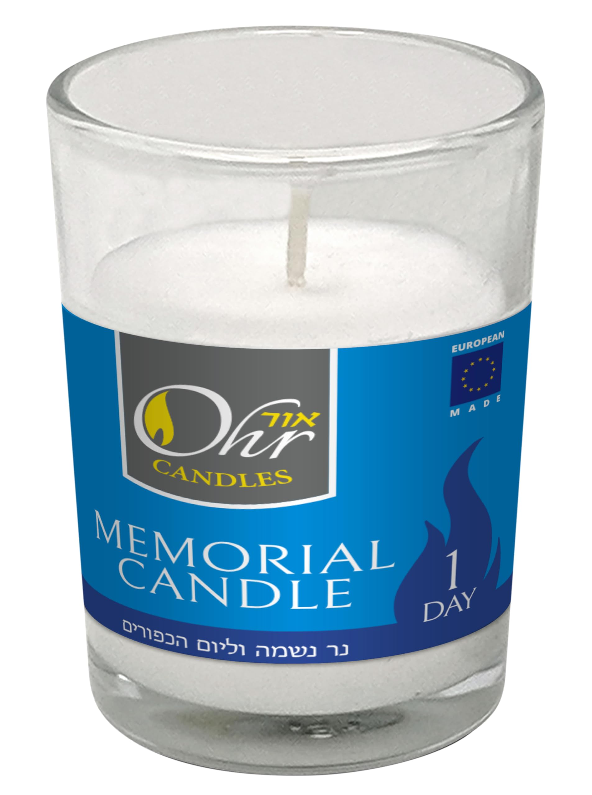 Yahrzeit Memorial Candles - 24 Pack of 24-Hour Jewish Memorial Candles in Glass Tumblers for Yom Kippur, Remembrance & Religious Ceremonies - Long-Lasting 1-Day Ohr Candles for Home Synagogue Use