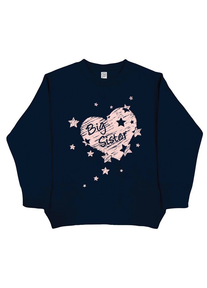 Big Sister Sweatshirt for Girls - Youth XL Size - Navy Blue Crewneck Pullover | Perfect for Sibling Matching Outfits, Family Photos & Casual Wear