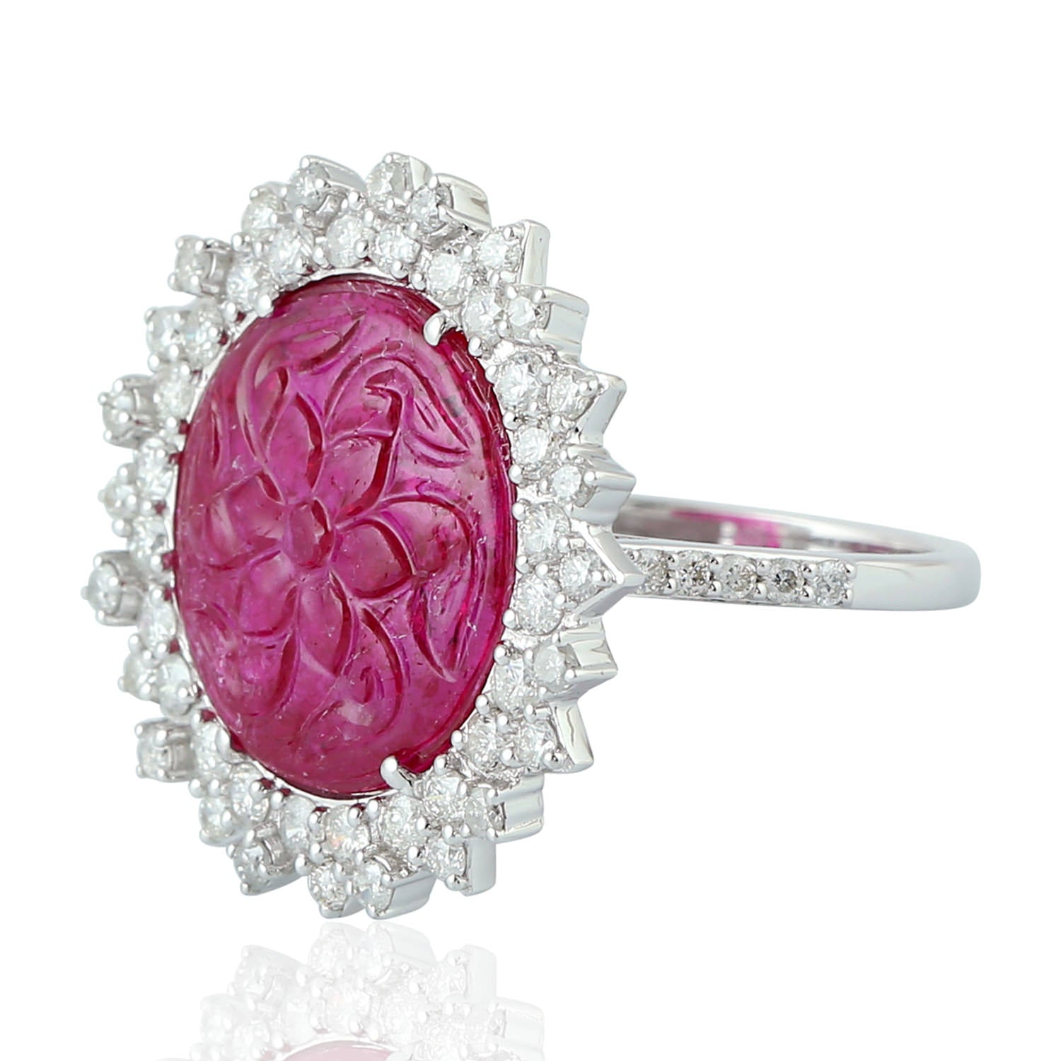 18K White Gold Ruby July Birthstone Wedding Ring with Diamond Accents - Perfect for Anniversaries, Engagements & Special Occasions