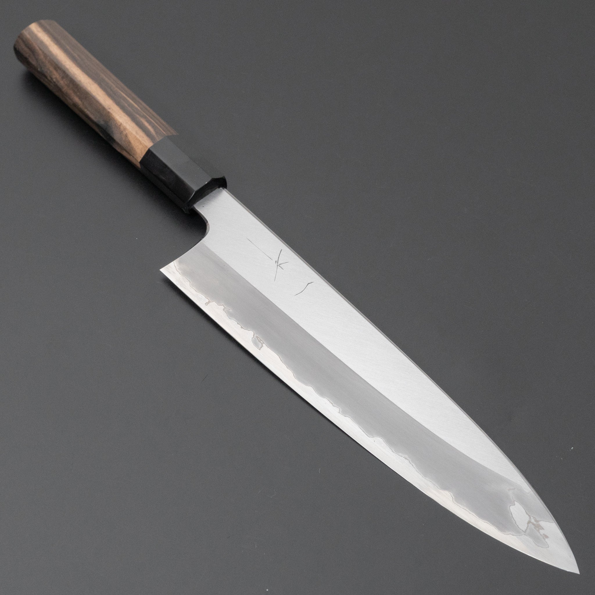 Hitohira Togashi Blue #1 Stainless Clad Migaki Gyuto 240mm Japanese Chef Knife with Kurokaki Persimmon Handle - Perfect for Sushi, Meat Slicing & Precision Cooking
