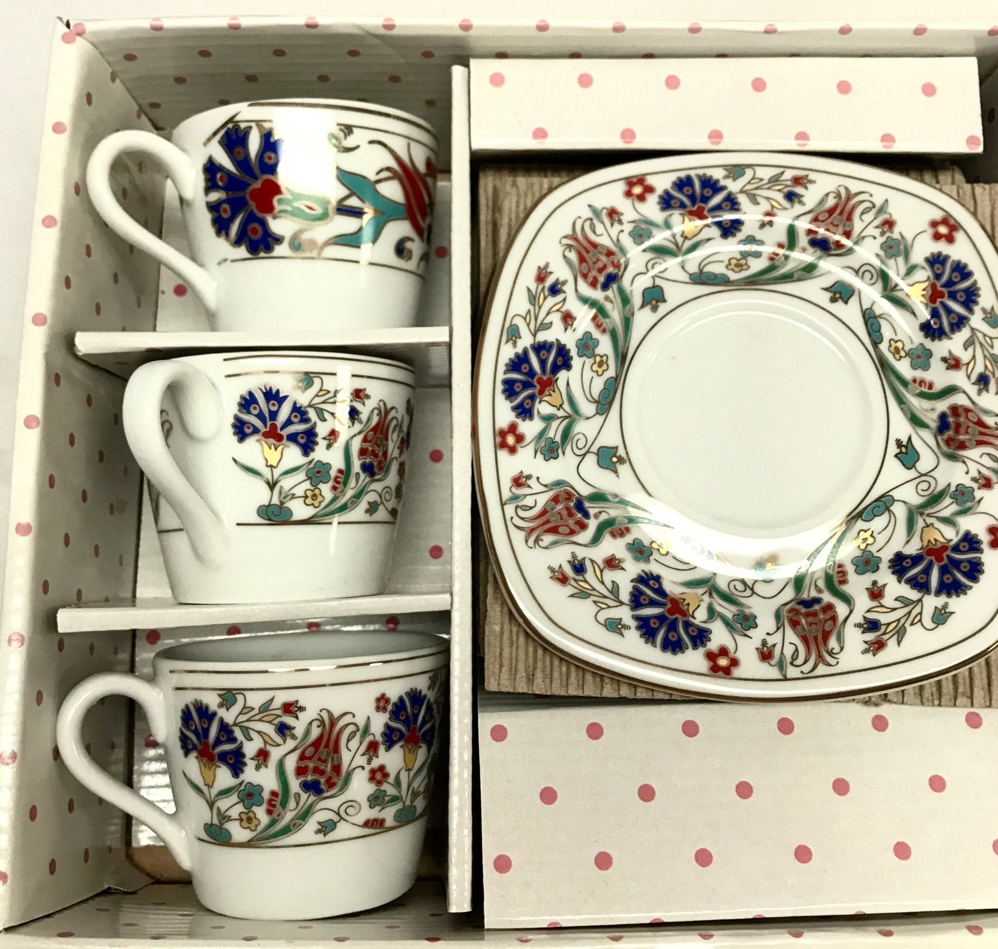 Premium Turkish Coffee Cups Set of 6 - Authentic Handmade Ceramic Espresso Cups with Copper Stands - Perfect for Home, Cafe & Gift Giving