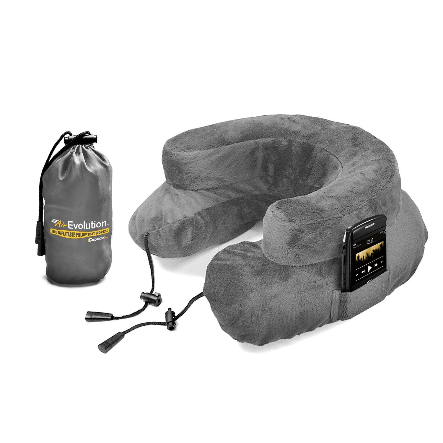 Cabeau Air Evolution Travel Pillow - Grey Memory Foam Neck Support for Airplane, Car & Office - Comfortable & Portable for Long Flights & Road Trips