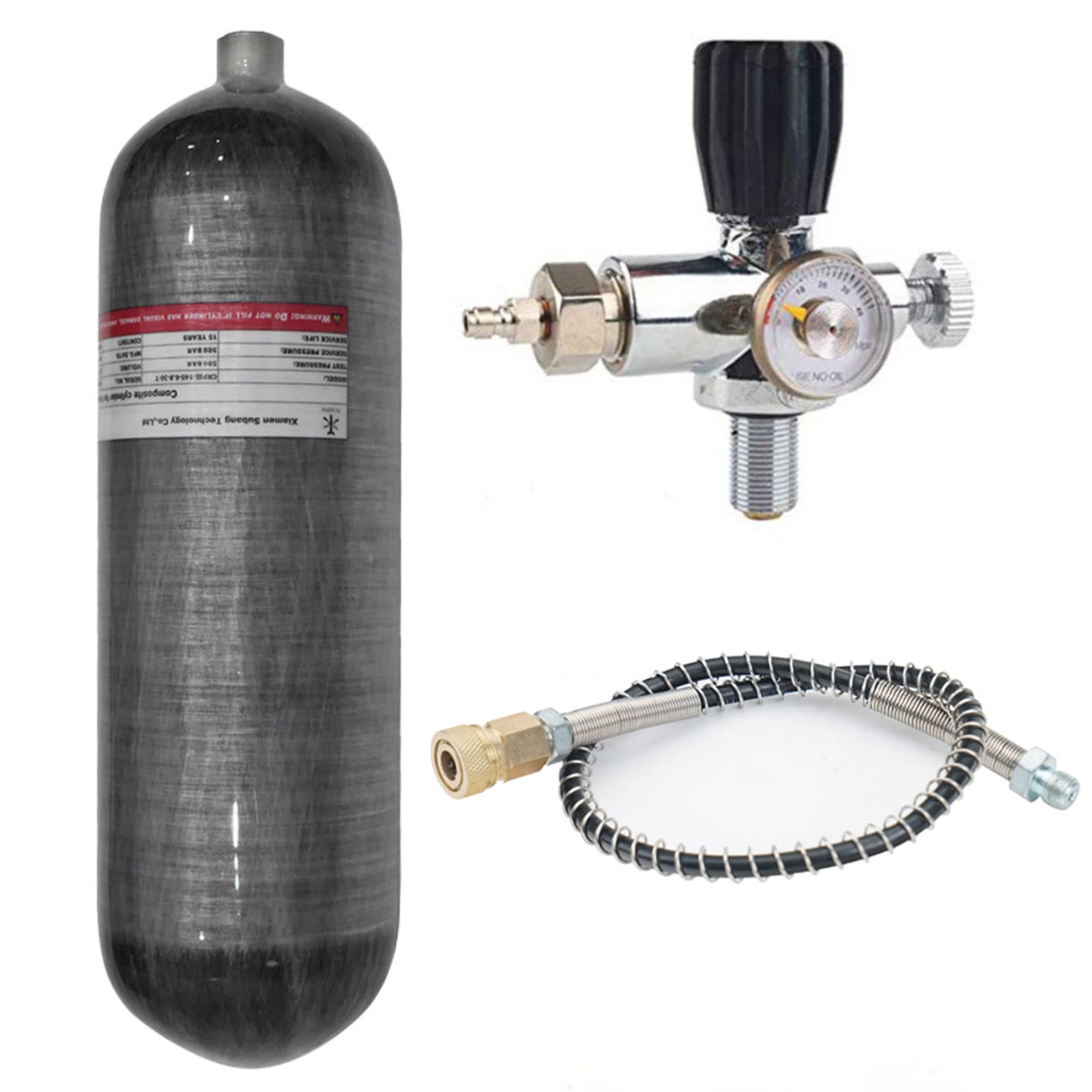 TUXING 4500psi 6.8L Carbon Fiber Air Tank with Valve Regulator Gauge - Portable Paintball Fill Station for PCP Air Rifles, Scuba Diving & Outdoor Sports | High Pressure Air Storage Solution for Paintball, Hunting & Underwater Adventures