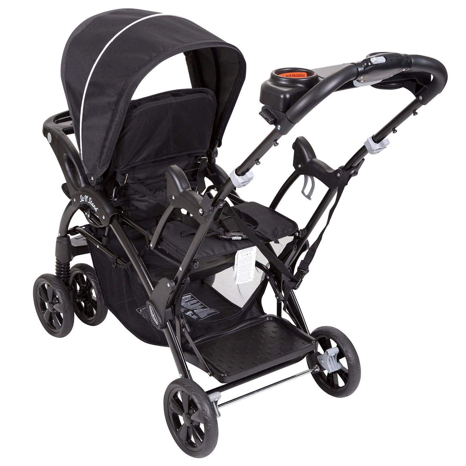 Baby Trend Sit N' Stand Double Stroller - Lightweight Tandem Stroller for 2 Kids with Adjustable Seats & Canopy, Onyx Black | Perfect for Twins, Siblings or Toddlers - Ideal for Shopping, Travel & Daily Walks