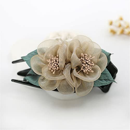Elegant Floral Hair Clips for Women - Rose Wedding Hair Accessories, Champagne Color, Perfect for Bridal, Prom, Party & Special Occasions