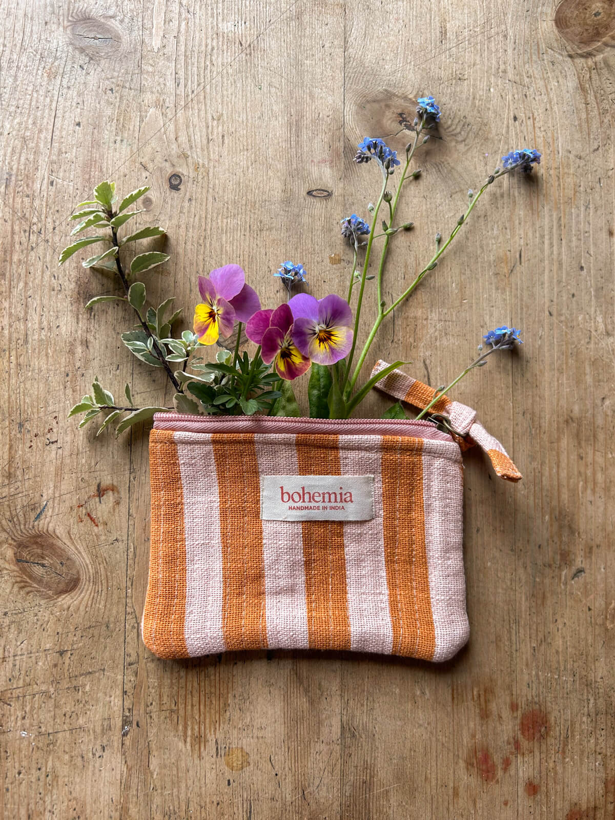 Jaipur Stripe Coin Purse - Handmade Pink City Zipper Wallet for Women | Perfect for Travel, Shopping & Everyday Use