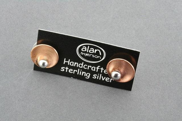 Premium Copper Disc & Silver Ball Stud Earrings for Women - Hypoallergenic & Stylish Jewelry for Everyday Wear, Parties & Gifts