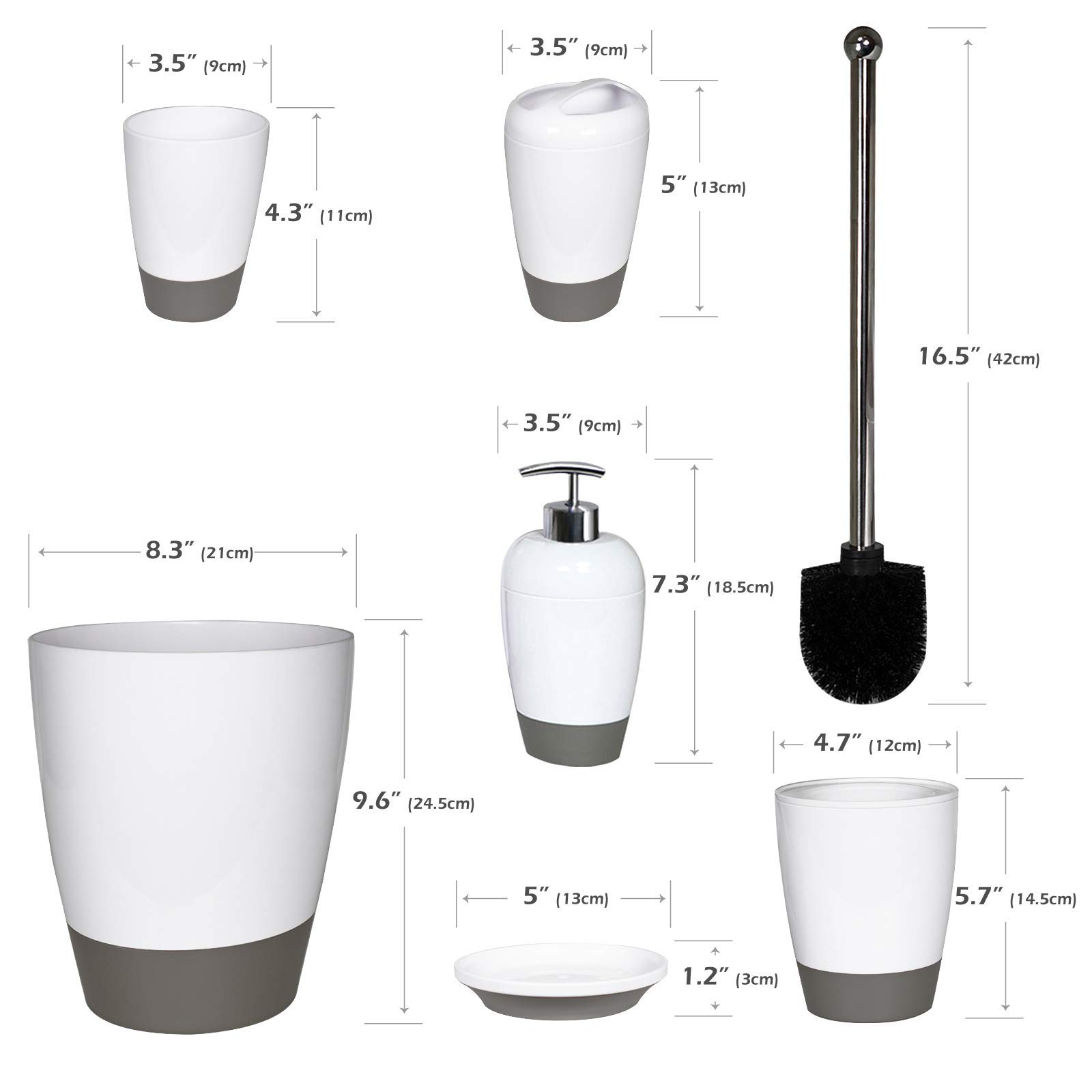 Eco-Friendly 6-Piece Bathroom Accessories Set - Toothbrush Holder, Tumbler, Lotion Dispenser, Soap Dish, Toilet Brush & Trash Bin (Black/Red) | Perfect for Modern Homes, Guest Bathrooms & Sustainable Living