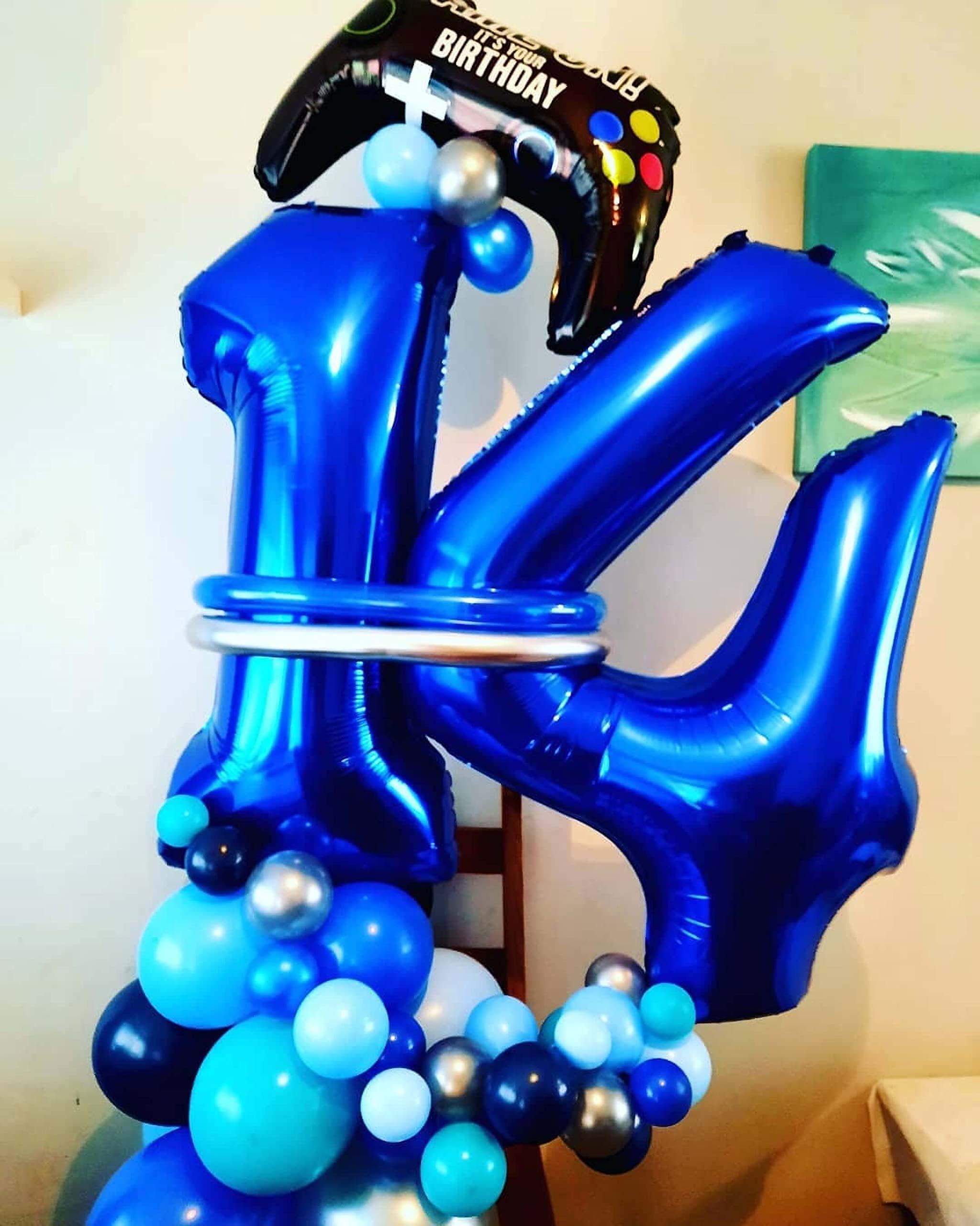 40 Inch Navy Blue 14 Number Balloons - Giant Jumbo Foil Mylar Helium Balloons for Birthday Party Decorations | 14th Birthday, Anniversary, Graduation & Special Events Decor