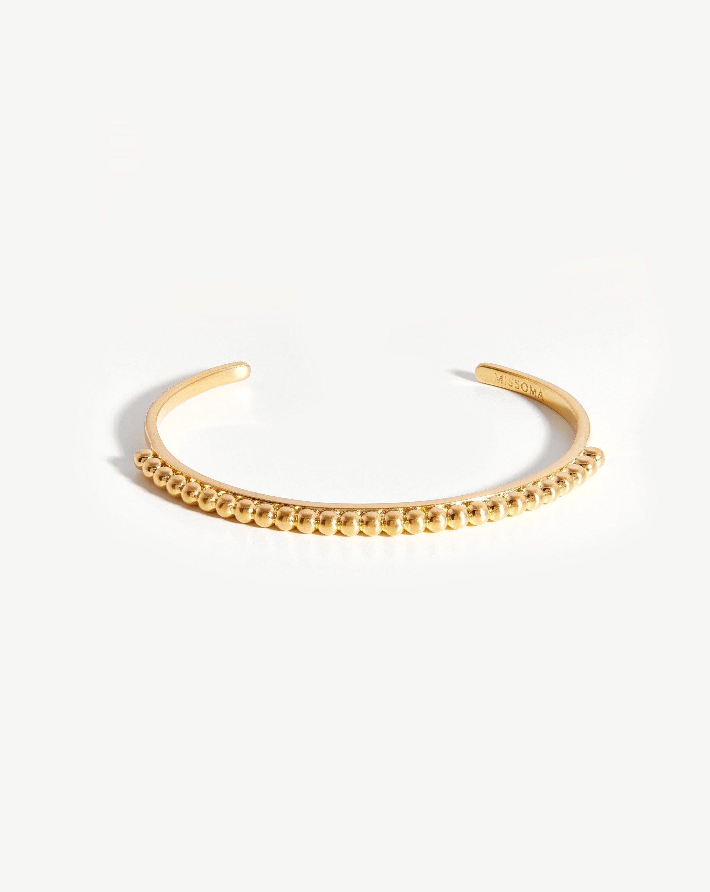Lucy Williams 18k Gold Plated Beaded Cuff Bracelet - Elegant Boho Jewelry for Women, Perfect for Weddings, Parties & Everyday Wear