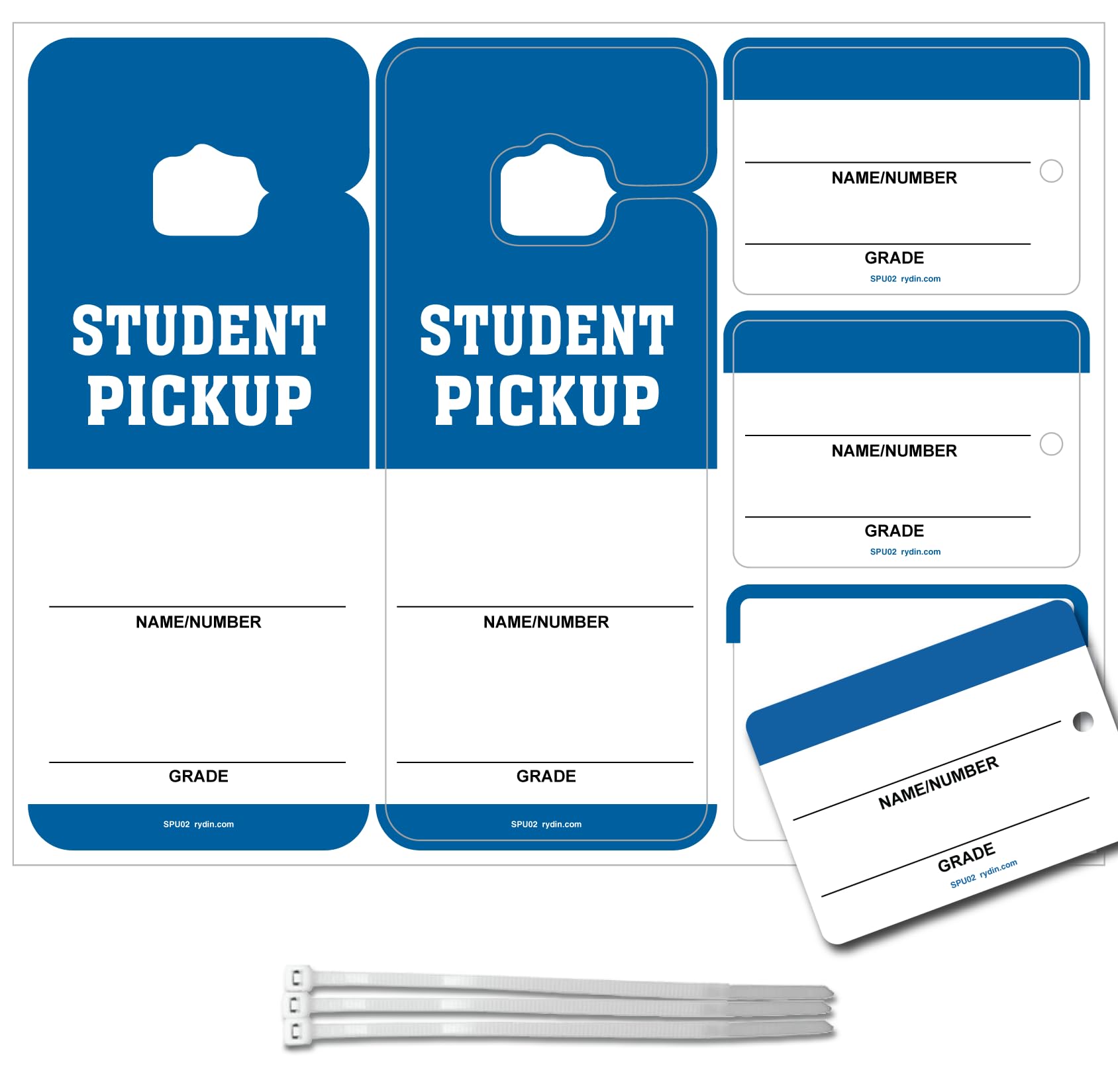 Bright Blue Student School Pickup Hang Tags & Backpack Tags - Pack of 50 | Durable ID Labels for Kids, Daycare, and School Safety | Perfect for Backpacks, Lunchboxes, and School Supplies