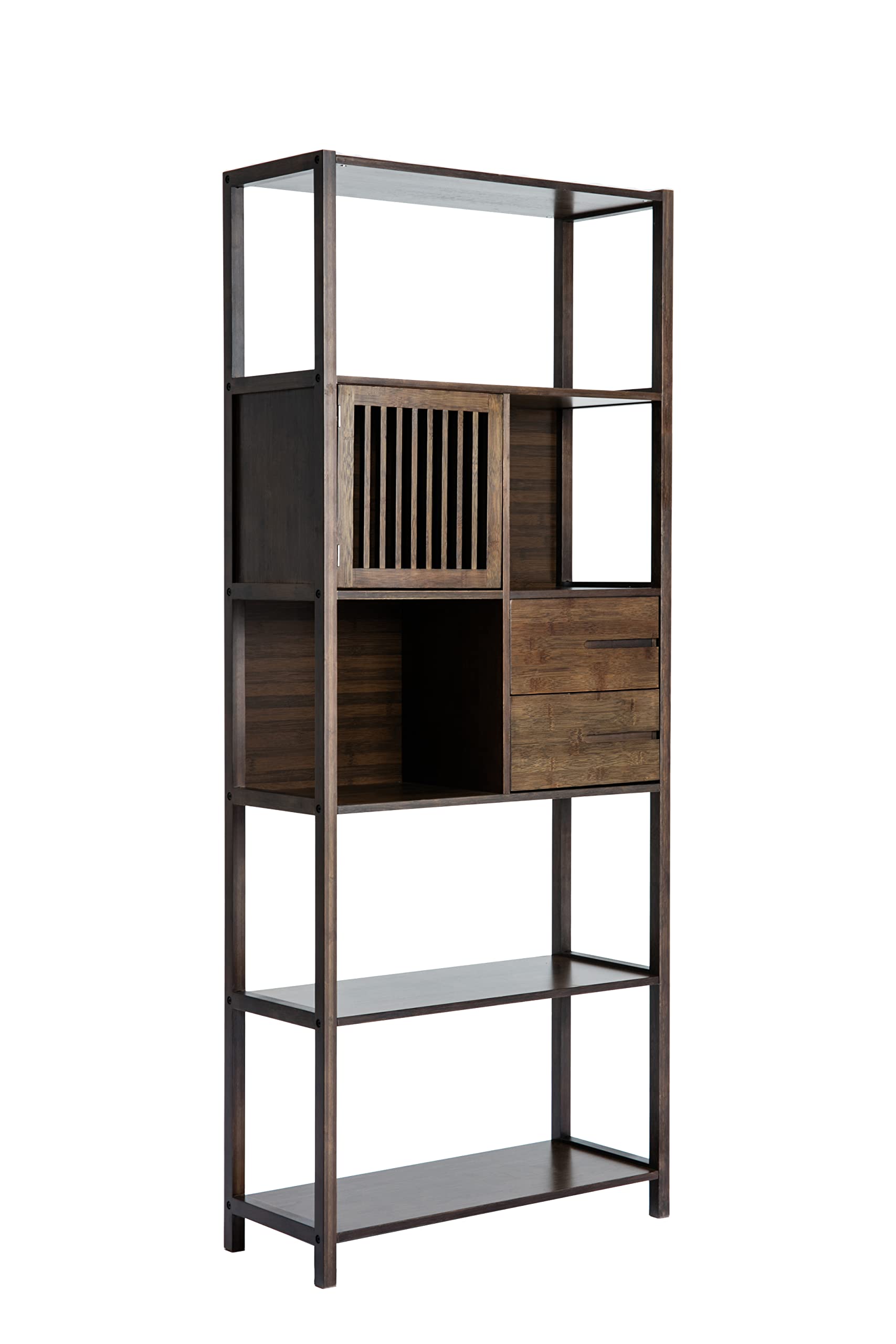Boraam Selma Left Bookcase in Cappuccino - Stylish Wooden Bookshelf for Living Room, Bedroom & Office Storage