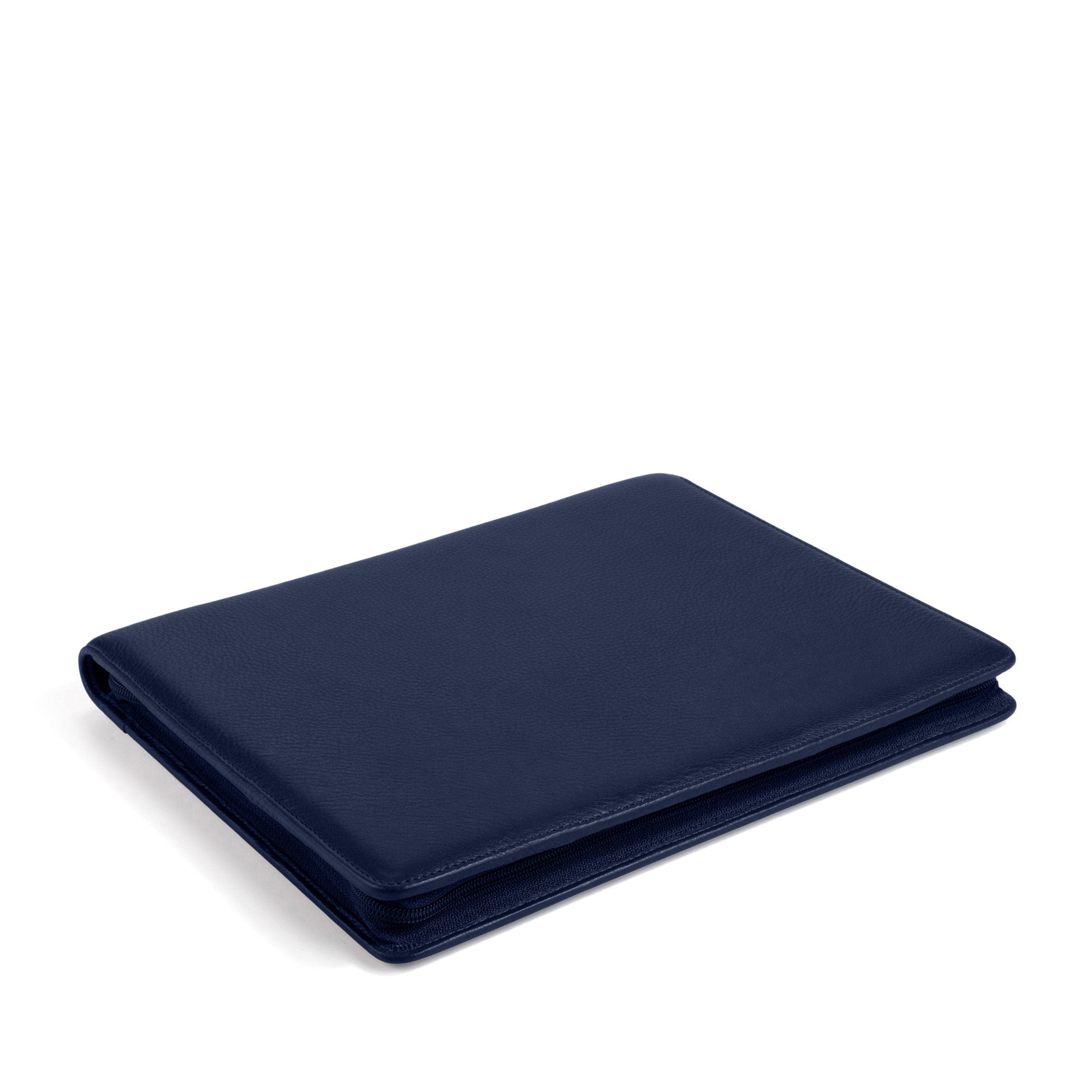 Professional Navy Blue Zippered Padfolio with Notepad Holder - Perfect for Business Meetings, Office Work, and Presentations