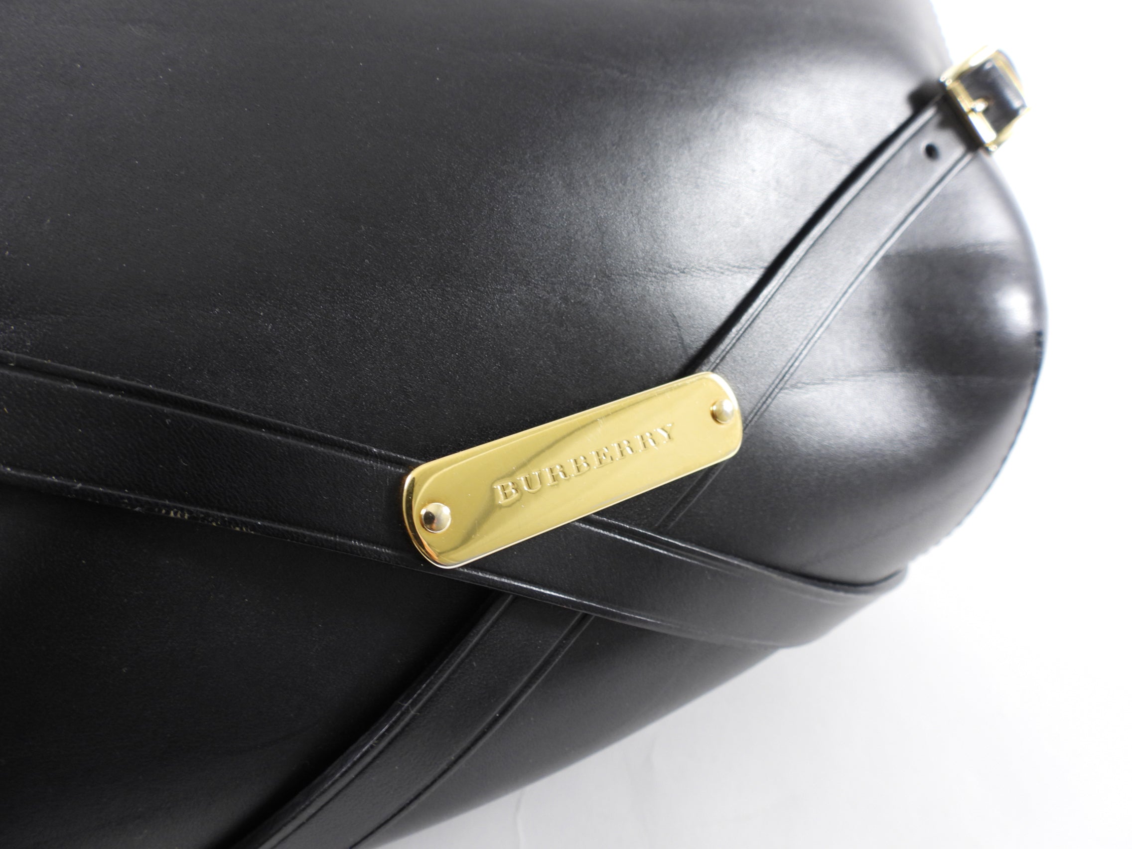 Burberry Black Leather Bridle Hobo Shoulder Bag for Women - Luxury Designer Handbag for Work, Travel & Everyday Use