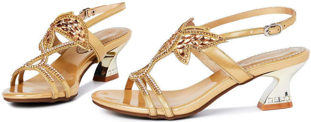 YooPrettyz Women's Embellished Stud Butterfly Evening Heels - Elegant Dress Party Bridal Sandals for Weddings, Prom & Special Occasions