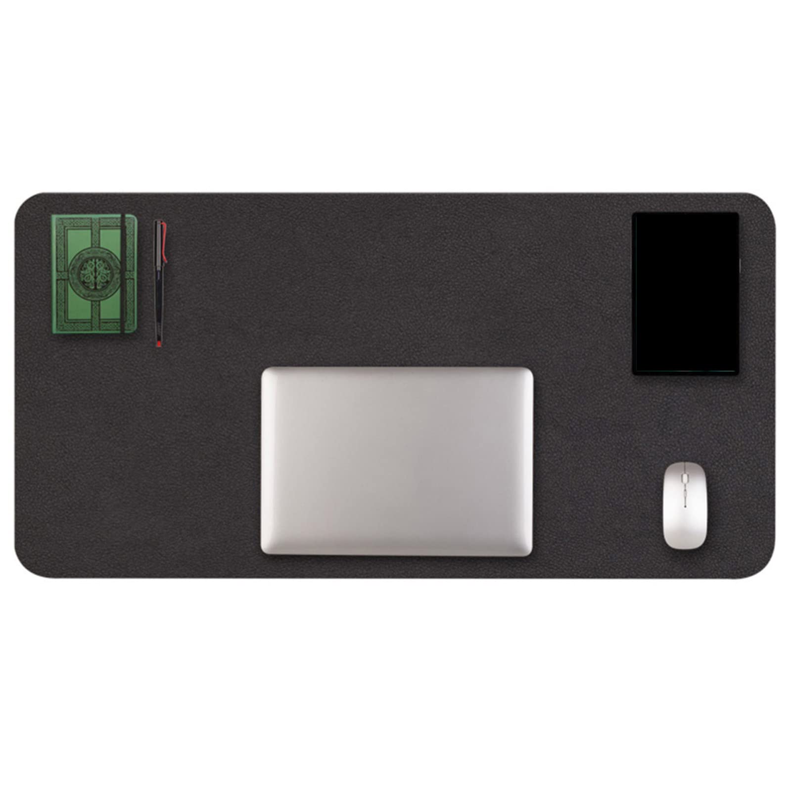 Non-Slip Large Gaming Mouse Pad - PU Leather Waterproof Desk Mat for PC, Laptop & Keyboard - Reversible Black Two-Tone Design 60x30cm - Perfect for Esports, Office Work & Home Gaming Setup