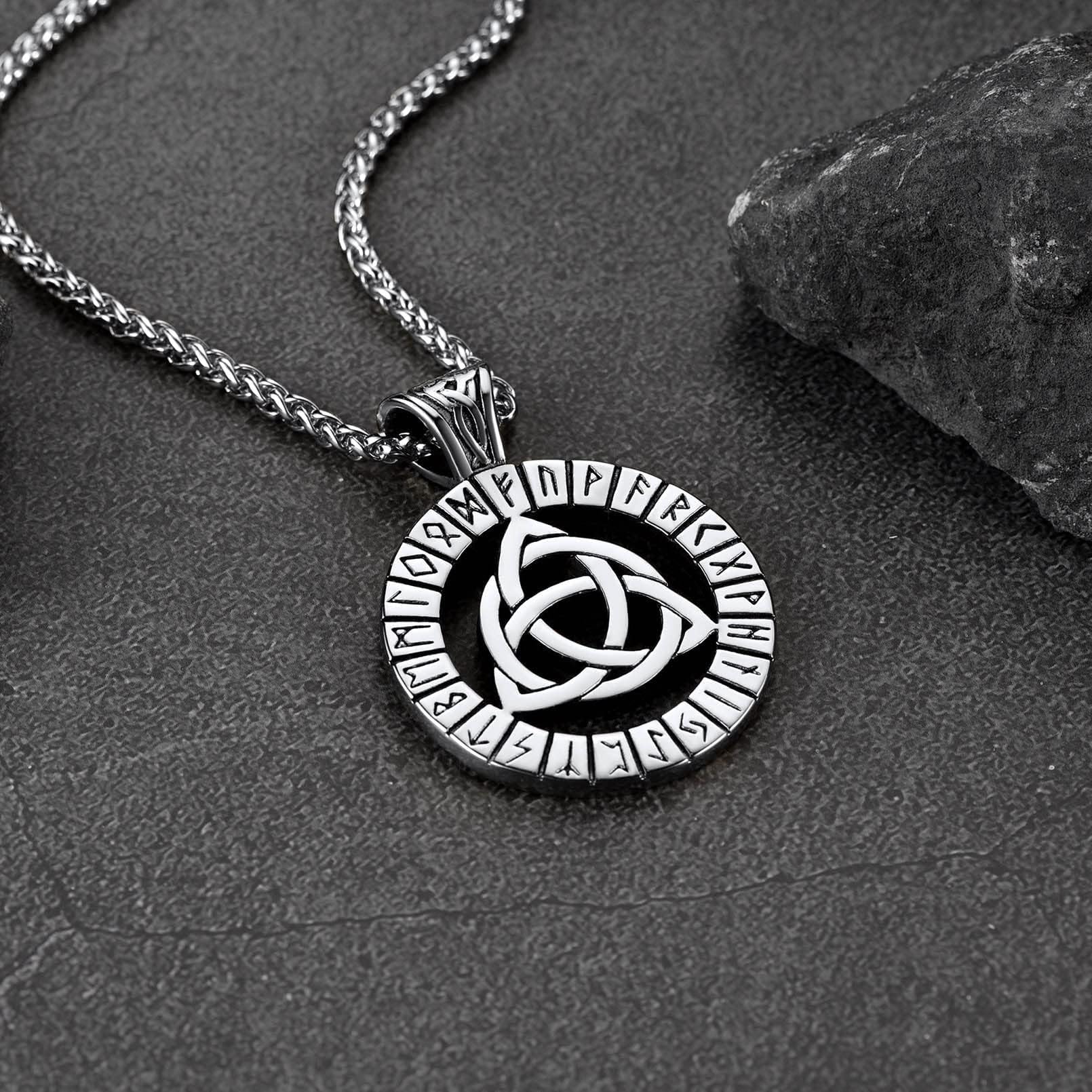 FaithHeart Viking Medal Necklace for Men - Stainless Steel Norse Mythology Pendant with Gift Box - Perfect for Viking Lovers, Cosplay, and Unique Gifts