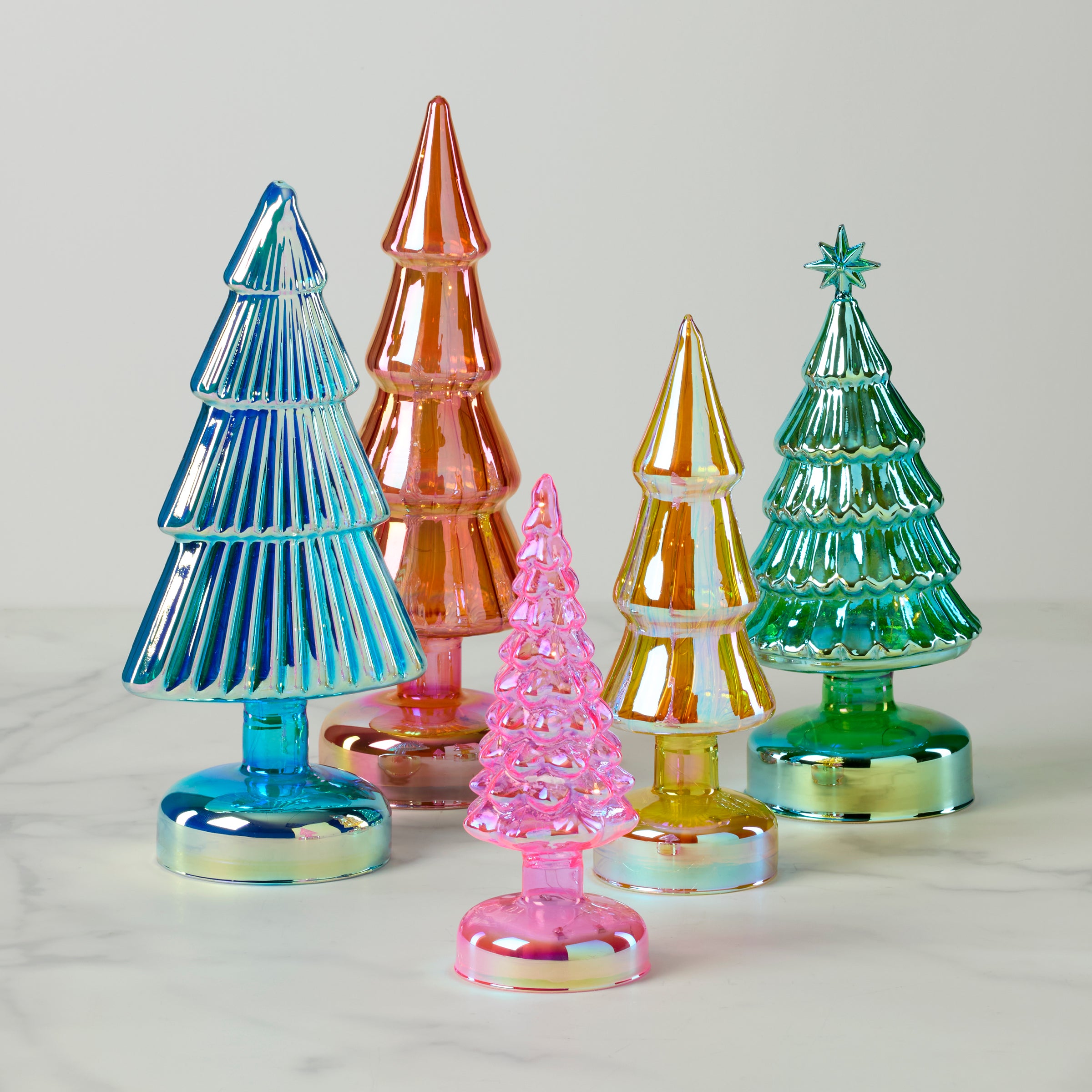 5-Piece Set of Small Multicolor LED Holiday Trees - Perfect for Christmas Decorations, Party Centerpieces & Festive Home Decor