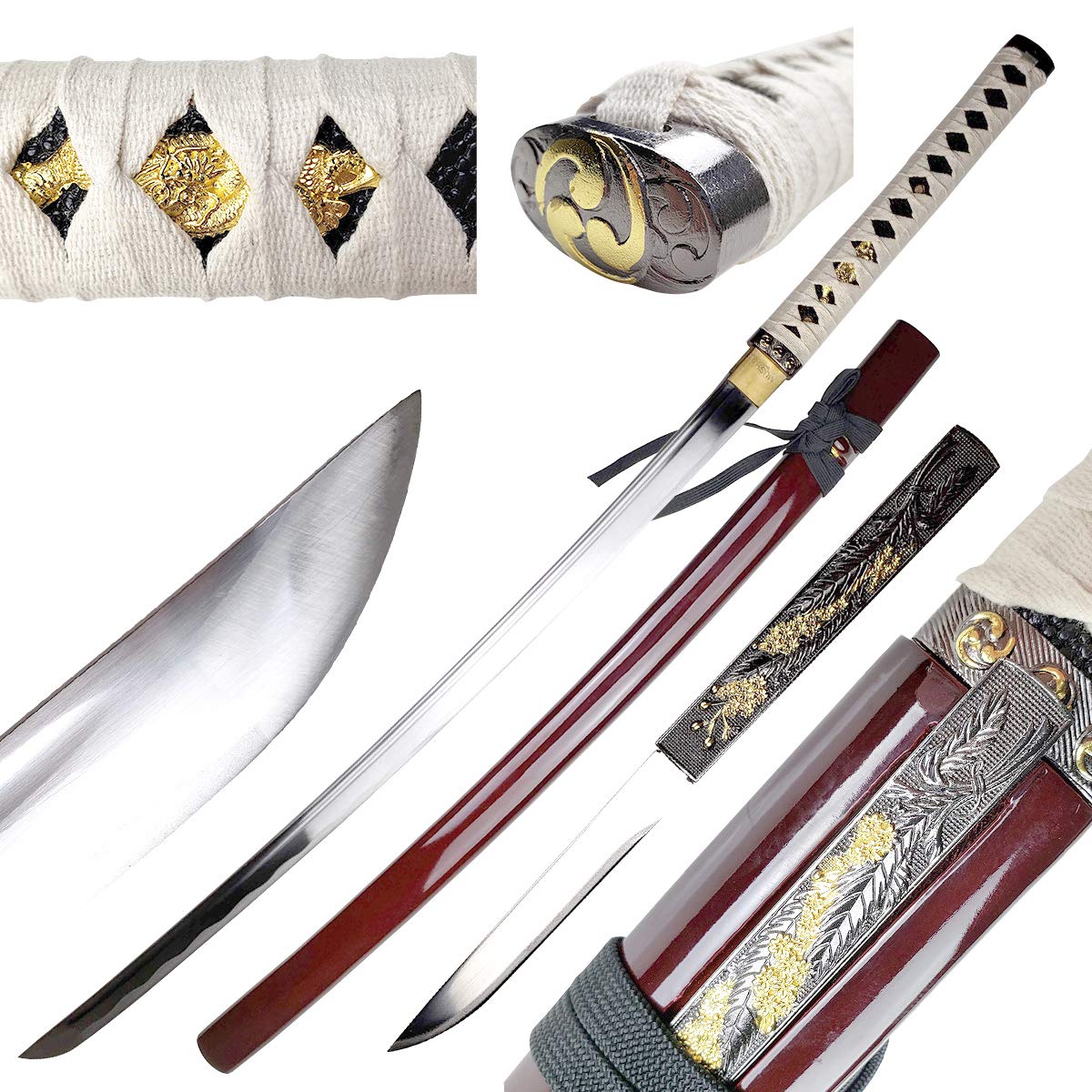 Musha Hand Forged Zetsurin 1045 Carbon Steel Katana - Authentic Japanese Samurai Sword for Collectors, Martial Arts Training, and Straw Mat Cutting Practice | Perfect Gift for Sword Enthusiasts & Home Decor Display
