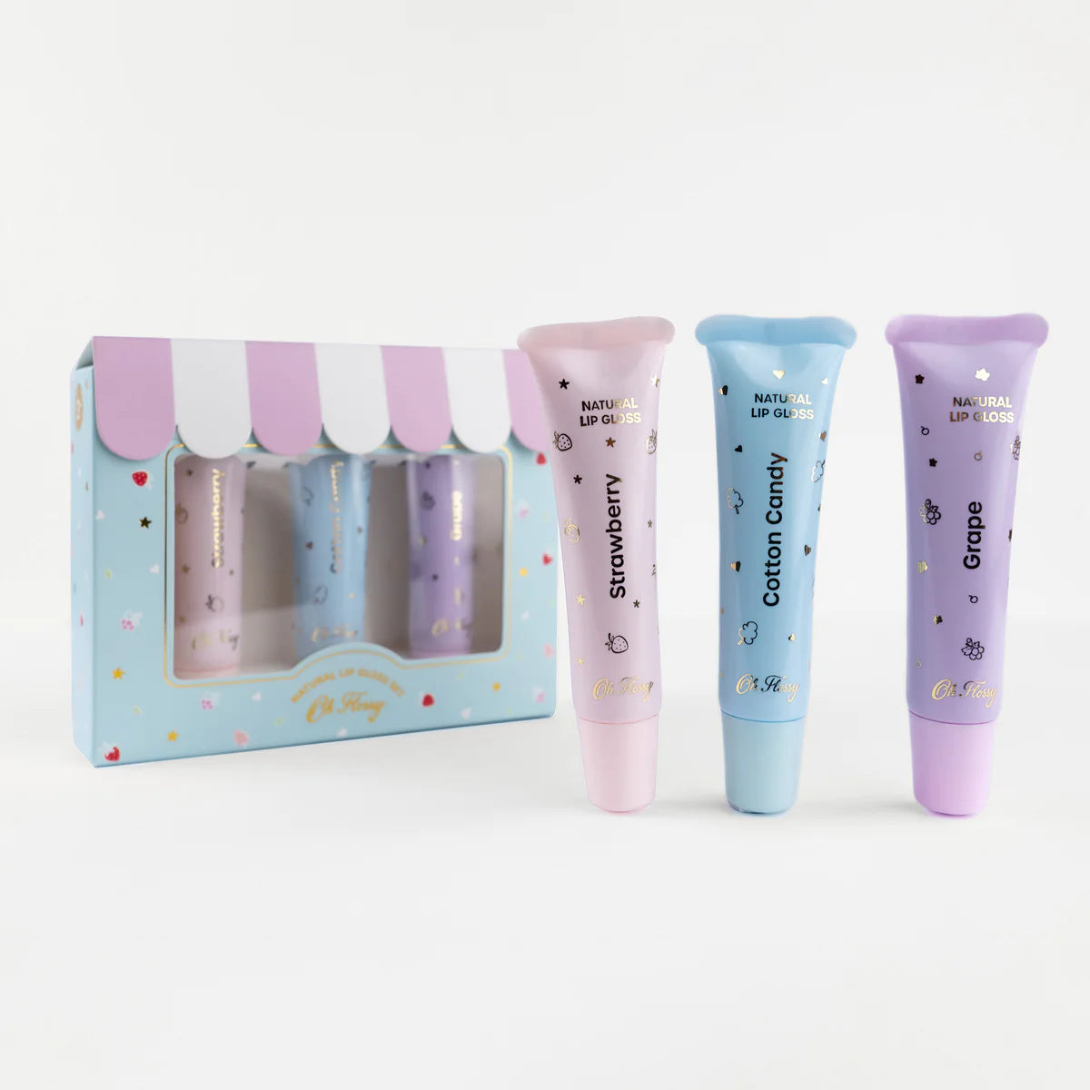 Oh Flossy Natural Lip Gloss Set - 6 Vegan & Cruelty-Free Moisturizing Lip Glosses for Women, Perfect for Daily Wear & Special Occasions