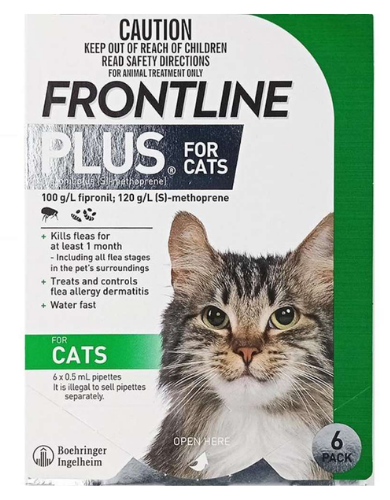 Frontline Plus Flea and Tick Treatment for Cats - 6 Doses (2 Sizes) | Fast-Acting, Waterproof Protection for Indoor & Outdoor Cats
