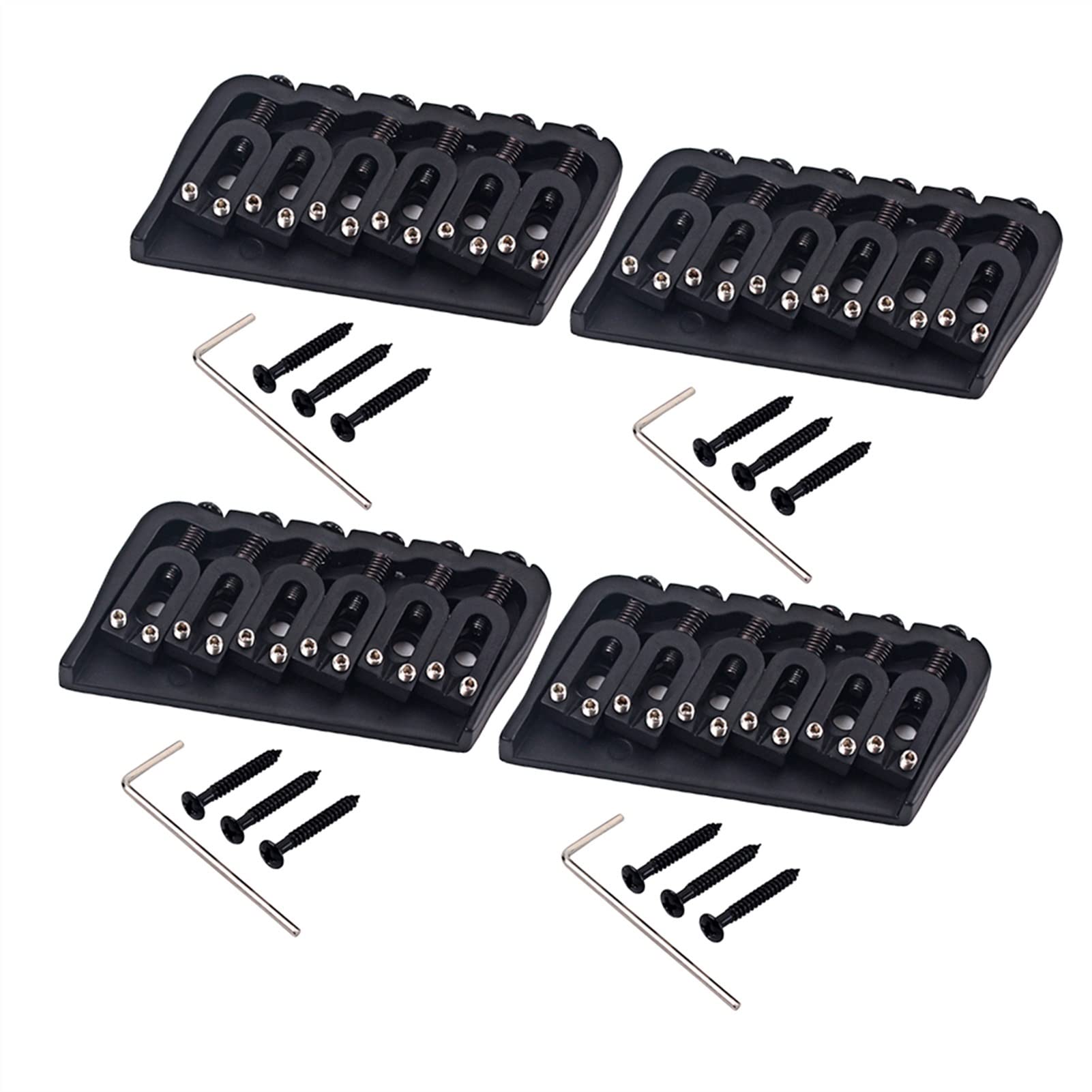 4Pcs Electric Guitar Hardtail Fixed Bridge Assembly for 6 String Guitar Parts - Durable Replacement Bridge for Electric Guitars - Perfect for DIY Guitar Repair, Upgrades & Maintenance
