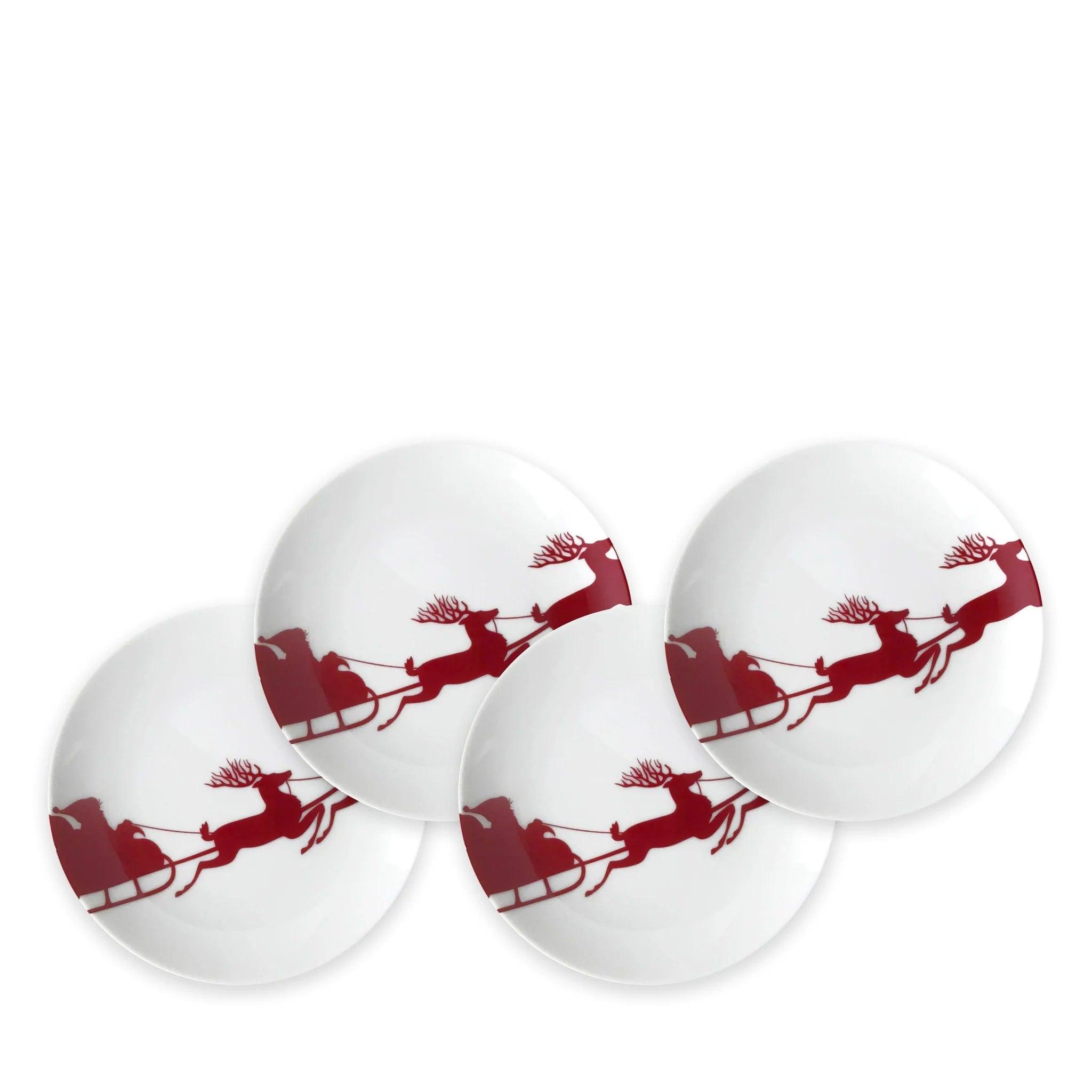 Festive Reindeer Canape Plates for Christmas Party Appetizers - Holiday Dinnerware for Holiday Gatherings & Entertaining