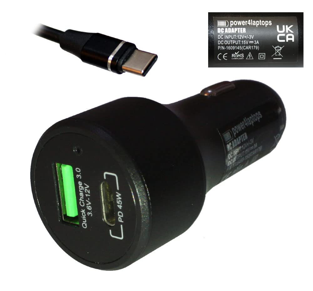 Universal 65W Laptop Car Charger for HP Chromebook 14-ca051nd - Fast Charging DC Power Adapter for Travel, Work & On-the-Go Use