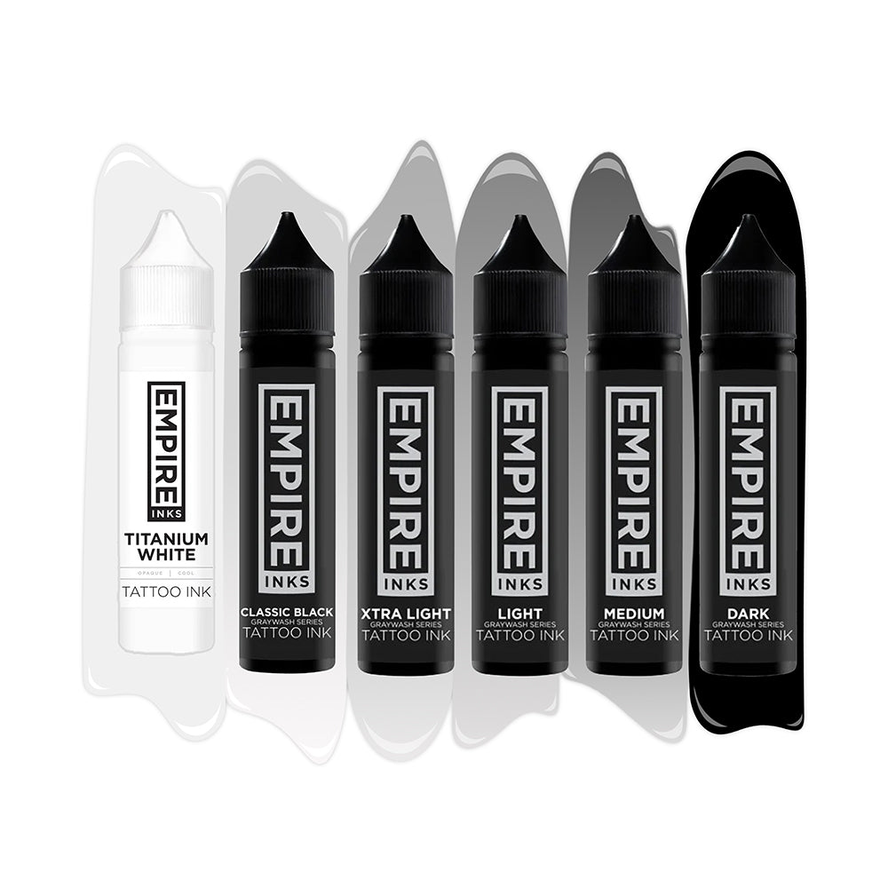Empire Inks Graywash Series - 6 Bottle Full Set for Tattoo Artists - Choose Your Size - Perfect for Professional Tattooing and Body Art
