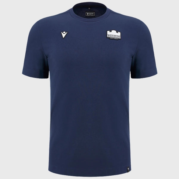 Edinburgh Rugby Macron Cotton T-Shirt - Navy Blue | Comfortable & Breathable for Sports & Casual Wear