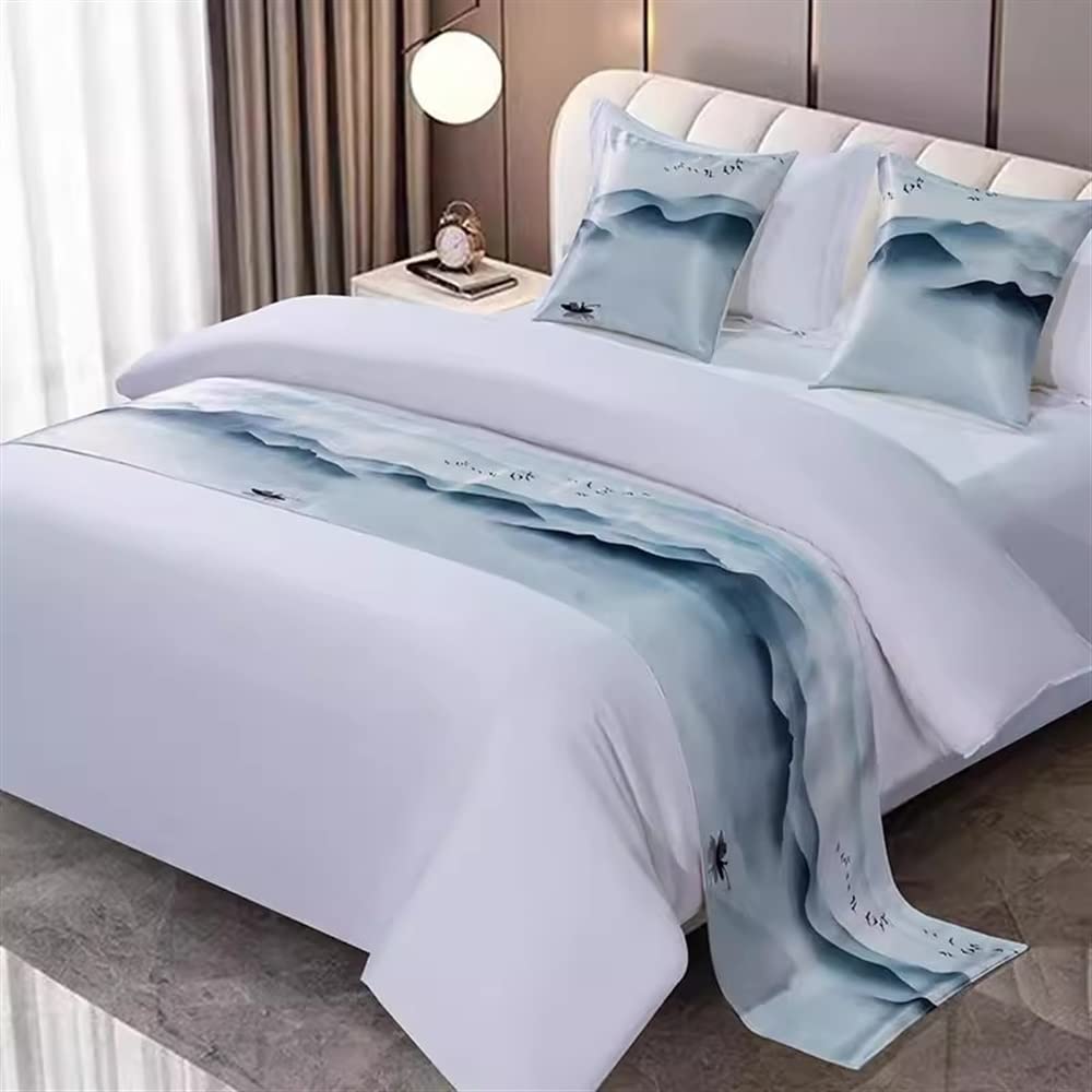 EVDEMO Jacquard Bed Runner Scarf - 50x210cm Luxury Bed End Towel & Cushion Cover for 1.5m Beds - Hotel Style Bedding Decor (Color 4) - Perfect for Master Bedrooms, Guest Rooms & Airbnb Listings