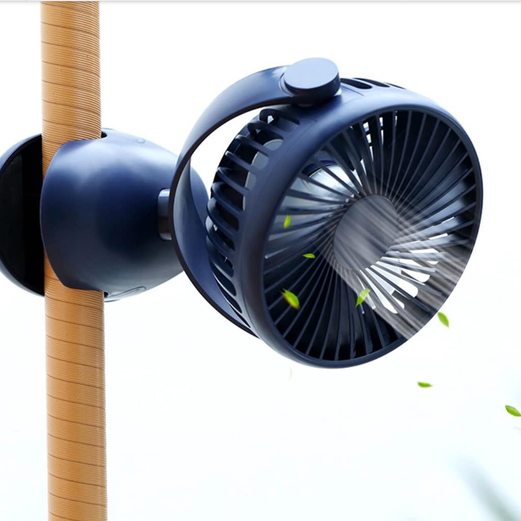 Rechargeable USB Desk Fan with Adjustable Speed - Portable Clip-On Silent Fan for Office, Home, Car, Camping & Gym Use - Blue Mini Desktop Fan (15x5.6x19cm) for Cooling & Air Circulation