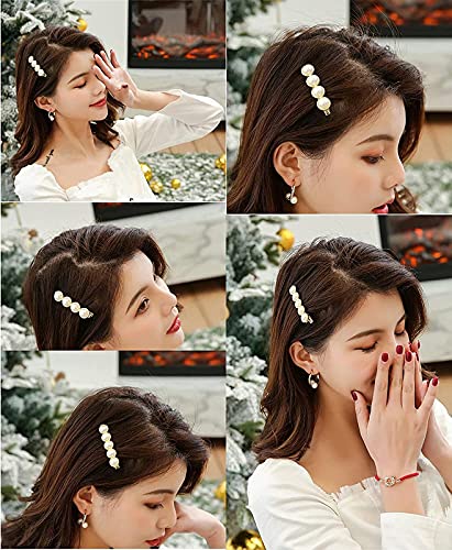 FAMEZA Pearl Hair Claw Clips for Women & Girls - Large Hair Clips for Thick or Thin Hair - Bling Hair Accessories for Birthday Gifts, Weddings, Parties & Daily Styling