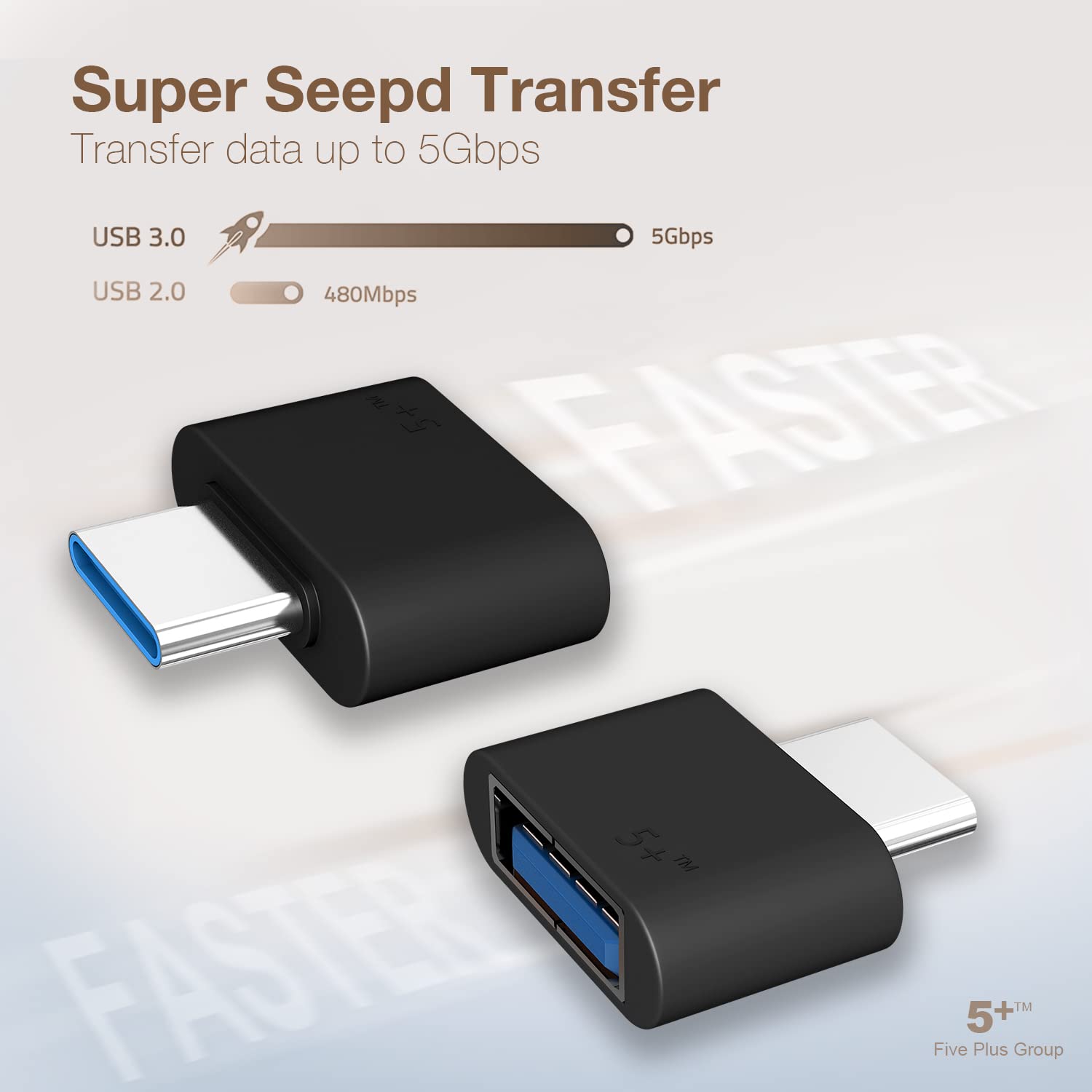 5-Pack USB C to USB Adapter (3.0) - USB-C Male to USB Female Converter - Compatible with MacBook Pro 2021, MacBook Air, iPad mini 6, Surface Pro 8/X - Perfect for Data Transfer & Charging Type-C/Thunderbolt 4/3 Devices at Home, Office or Travel