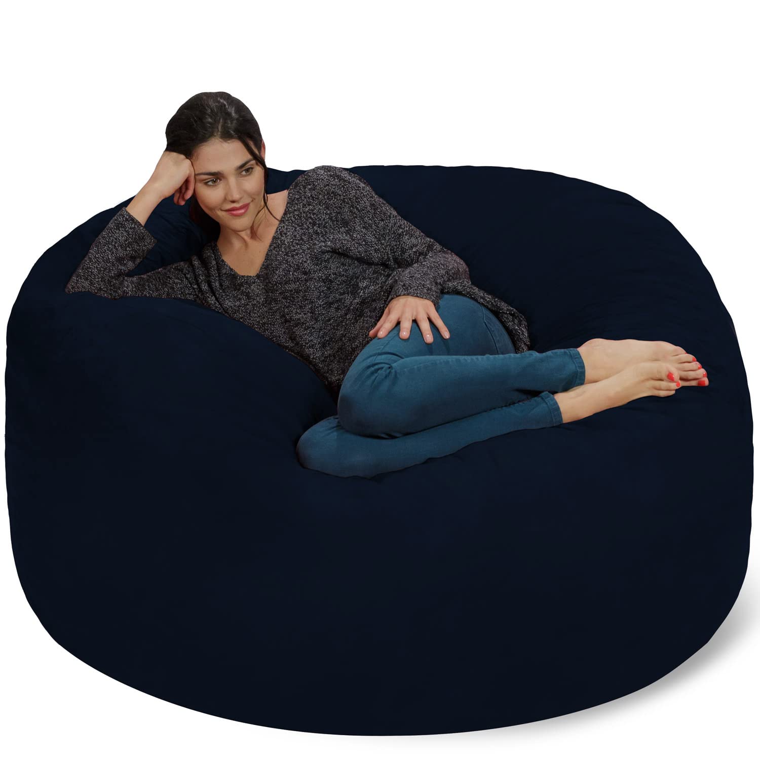Chill Sack Giant 5-Foot Memory Foam Bean Bag Chair - Ultra Soft Microfiber Cover in Midnight Blue - Perfect for Living Rooms, Game Rooms & Dorm Lounging