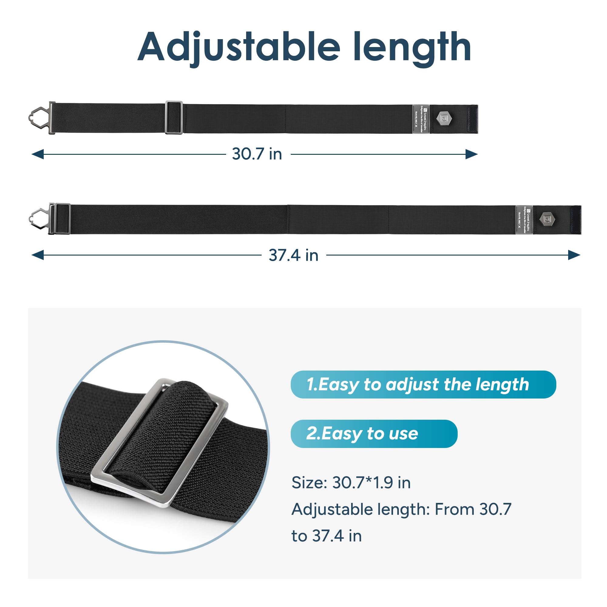 Travel Inspira Adjustable Elastic Luggage Belt for Suitcases & Carry-On Bags - Secure, Stylish & Easy-to-Use Travel Accessory for Airplane, Train & Vacation Packing