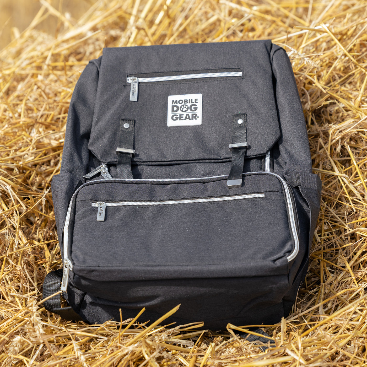 Mobile Dog Gear Black One Flap Week Away Backpack - Durable Pet Travel Backpack for Small Dogs & Cats - Perfect for Hiking, Camping & Airplane Travel