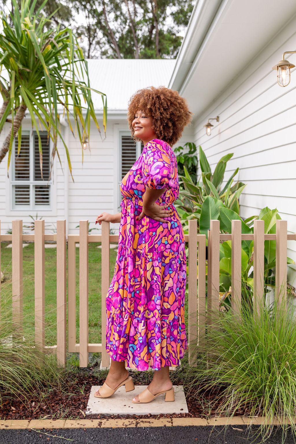 Kasey Rainbow Ruby Billie Dress - Elegant Women's Floral Midi Dress for Casual Wear, Date Nights & Special Occasions