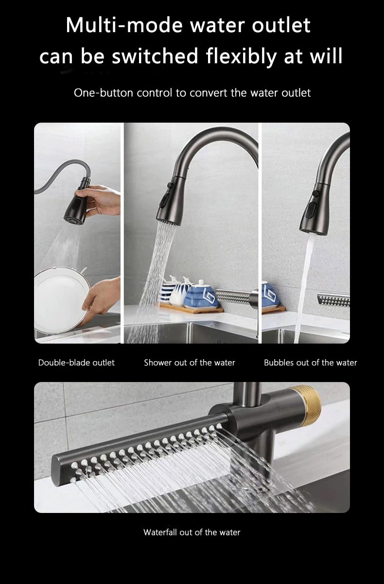 360° Rotatable Pull-Out Kitchen Faucet with Dual Spray - Brushed Nickel for Modern Kitchens