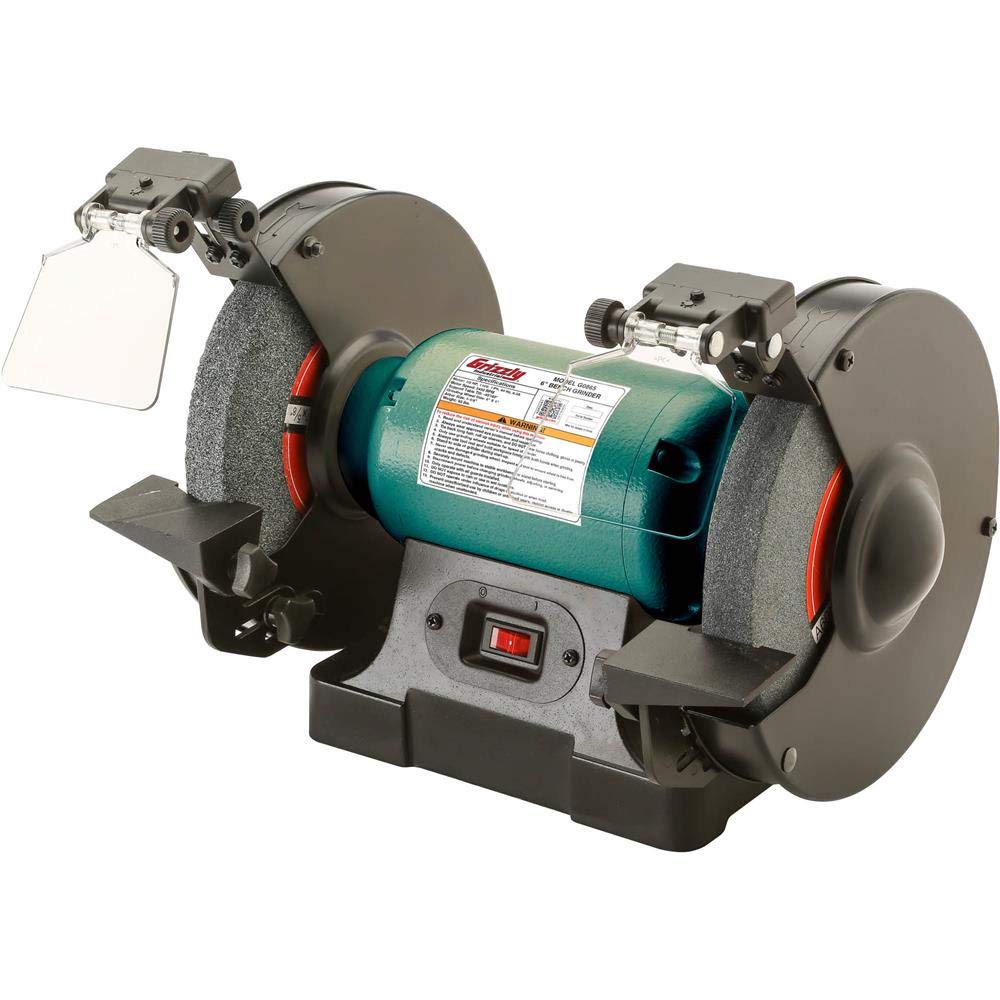 Grizzly Industrial G0865 8-Inch Bench Grinder with Bright LED Lights - Perfect for Sharpening Tools, Metalworking & DIY Projects in Home Workshops