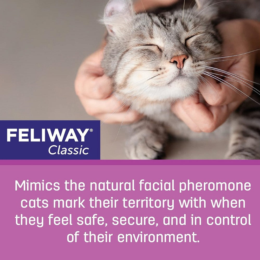 Feliway Classic Cat Calming Diffuser & Refill - Reduce Stress & Anxiety in Cats - Perfect for Multi-Cat Homes, Vet Visits & Travel
