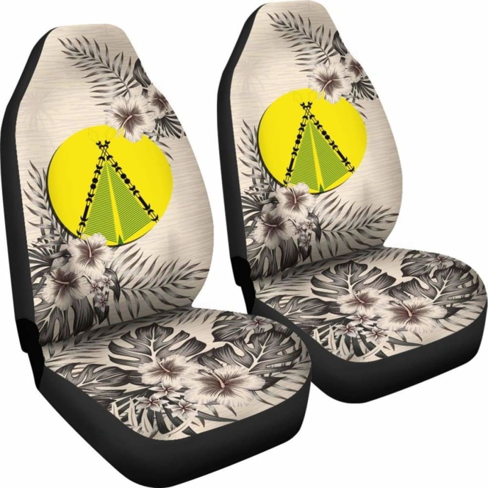 Premium Beige Hibiscus Car Seat Covers (Set of 2) - Universal Fit for Cars, SUVs & Trucks - Soft & Durable Protection - Perfect for Road Trips, Daily Commute & Family Travel