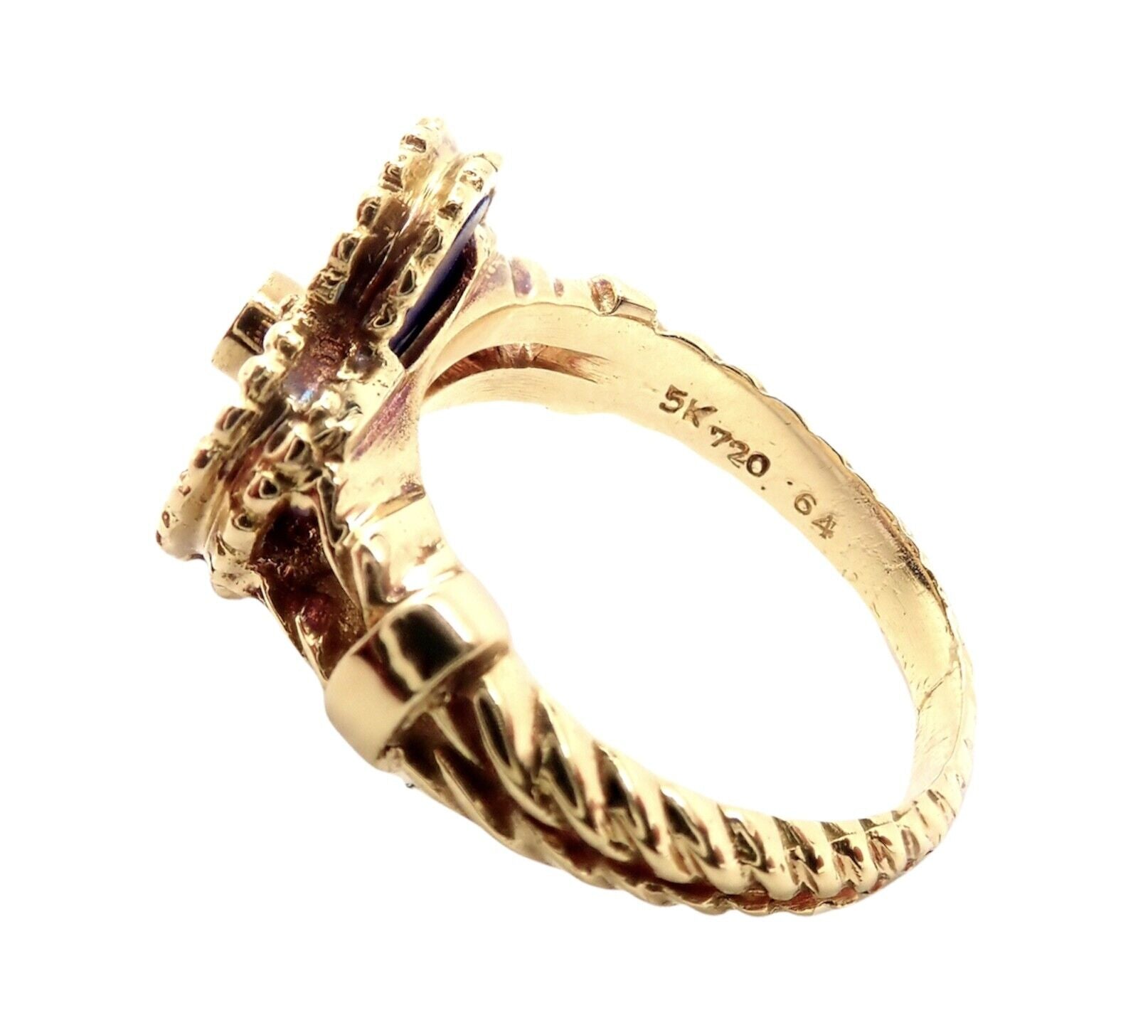 Van Cleef & Arpels Alhambra 18k Yellow Gold Lapis Lazuli Diamond Ring - Size 5.75 | Luxury Jewelry for Women, Elegant Gift for Anniversary, Birthday & Special Occasions