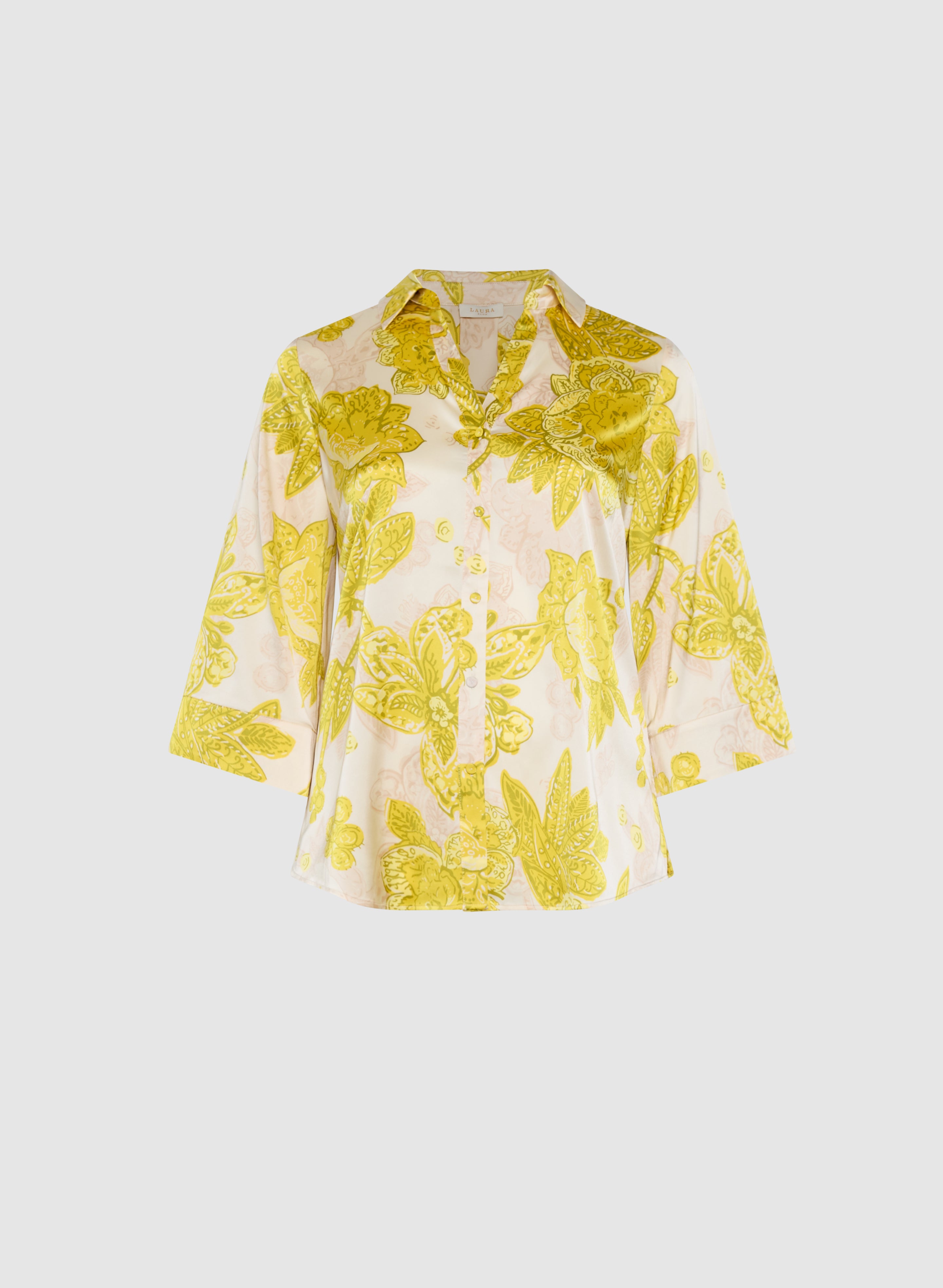 Floral 3/4 Sleeve Blouse for Women - Elegant Floral Print Tops for Spring & Summer - Perfect for Office, Date Night & Casual Outings