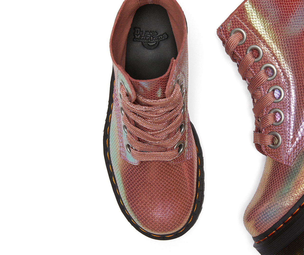 Molly Pink Iridescent Platform Shoes - Women's Chunky Heel Sneakers for Casual Wear & Street Style Fashion