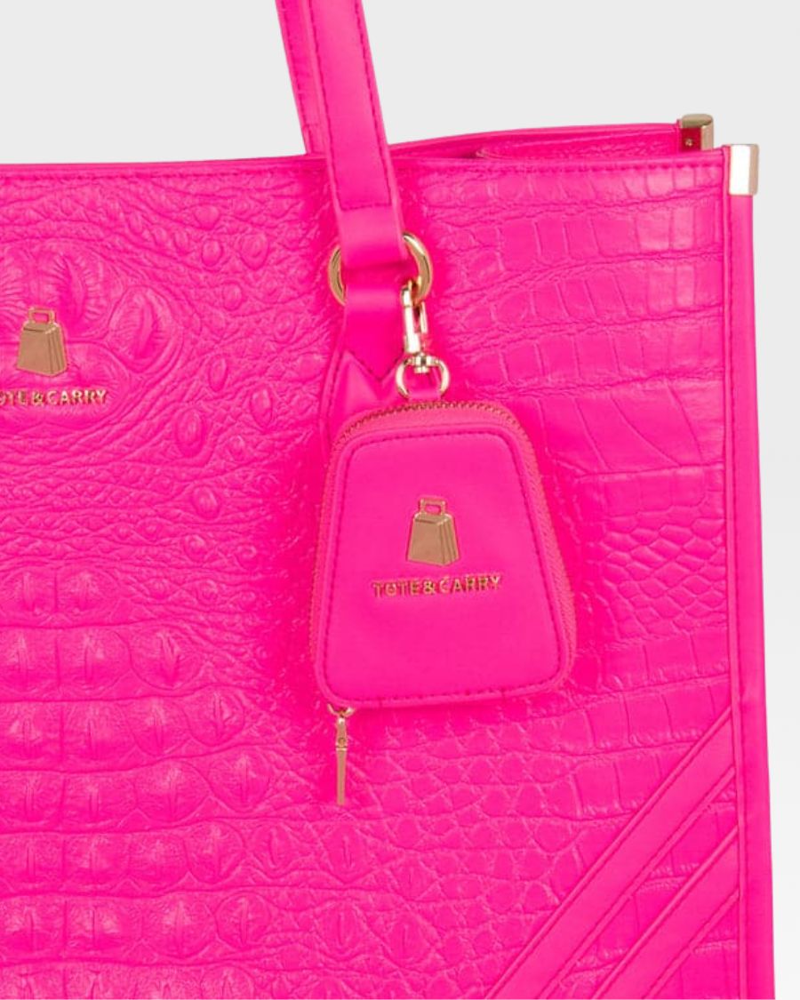 Apollo 2 Tote Bag - Waterproof & Lightweight Neon Pink Shopping Bag for Women - Perfect for Grocery, Beach, Gym & Travel