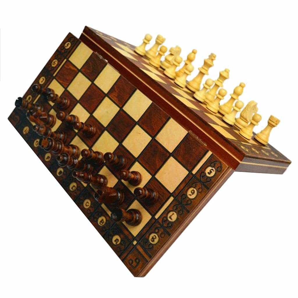 Premium 3-in-1 Magnetic Wooden Chess Set - Chess, Checkers & Backgammon Game Set with Folding Travel Case | Classic Board Games for Adults & Kids | Perfect for Home, Office, Travel & Gifts (L Chess Set)