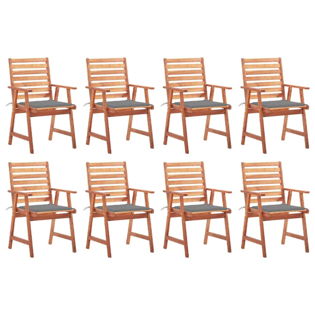 CHARMMA 8-Piece Patio Dining Chairs Set with Cushions - Solid Acacia Wood Outdoor Furniture for Garden, Deck, Poolside & Backyard