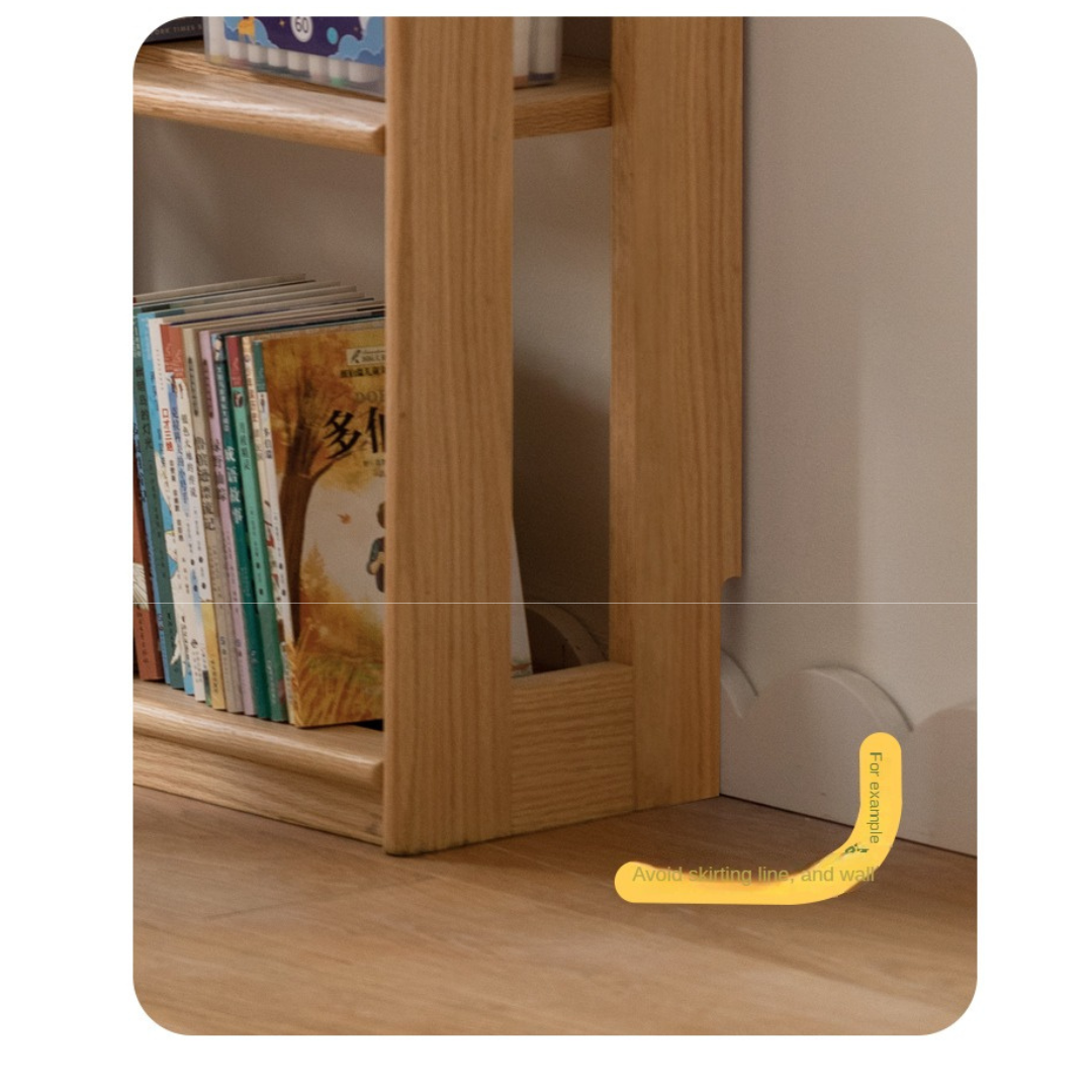 Solid Wood Kids Bookshelf - Oak & Beech Toy Storage Organizer for Bedroom, Playroom & Nursery - Durable & Stylish Children's Furniture